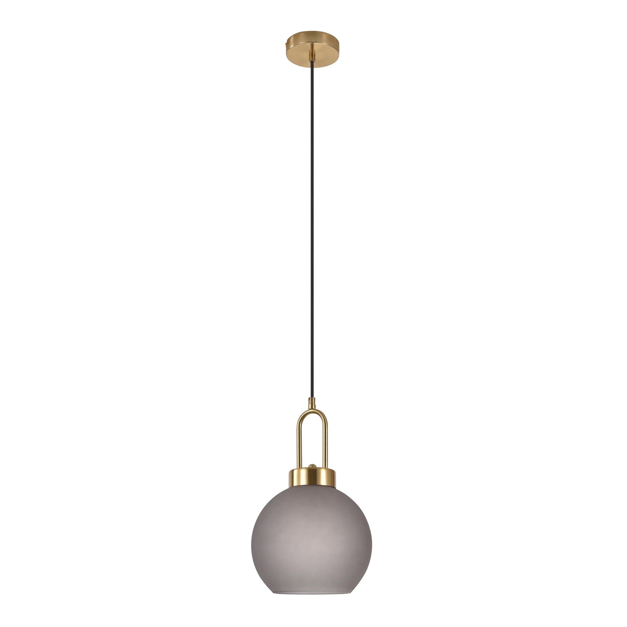 Luton Pendel - pendel, mat rookglas, messingkleurige fitting, bolvormig, ø 20 cm