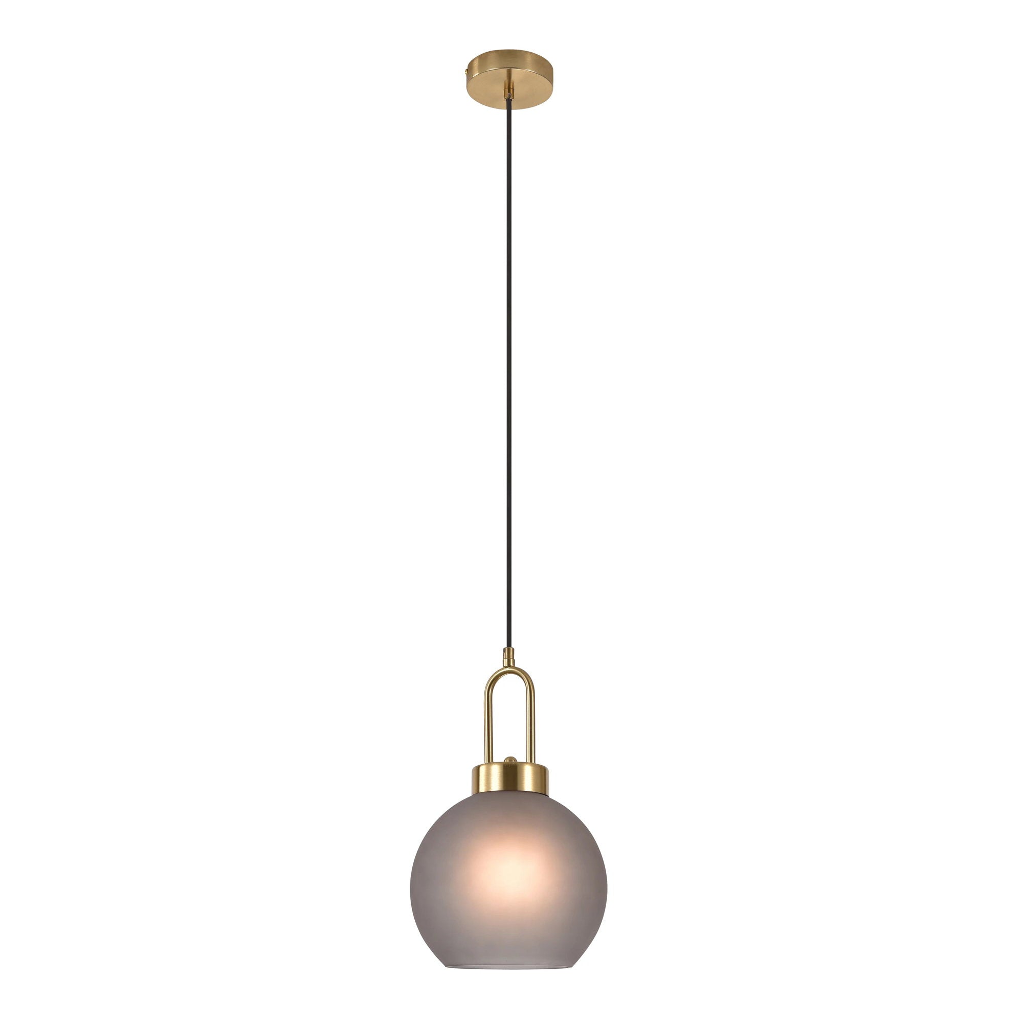 Luton Pendel - pendel, mat rookglas, messingkleurige fitting, bolvormig, ø 20 cm