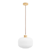 Argalo Pendant - Hanglamp, glas/hout, wit ø30 cm