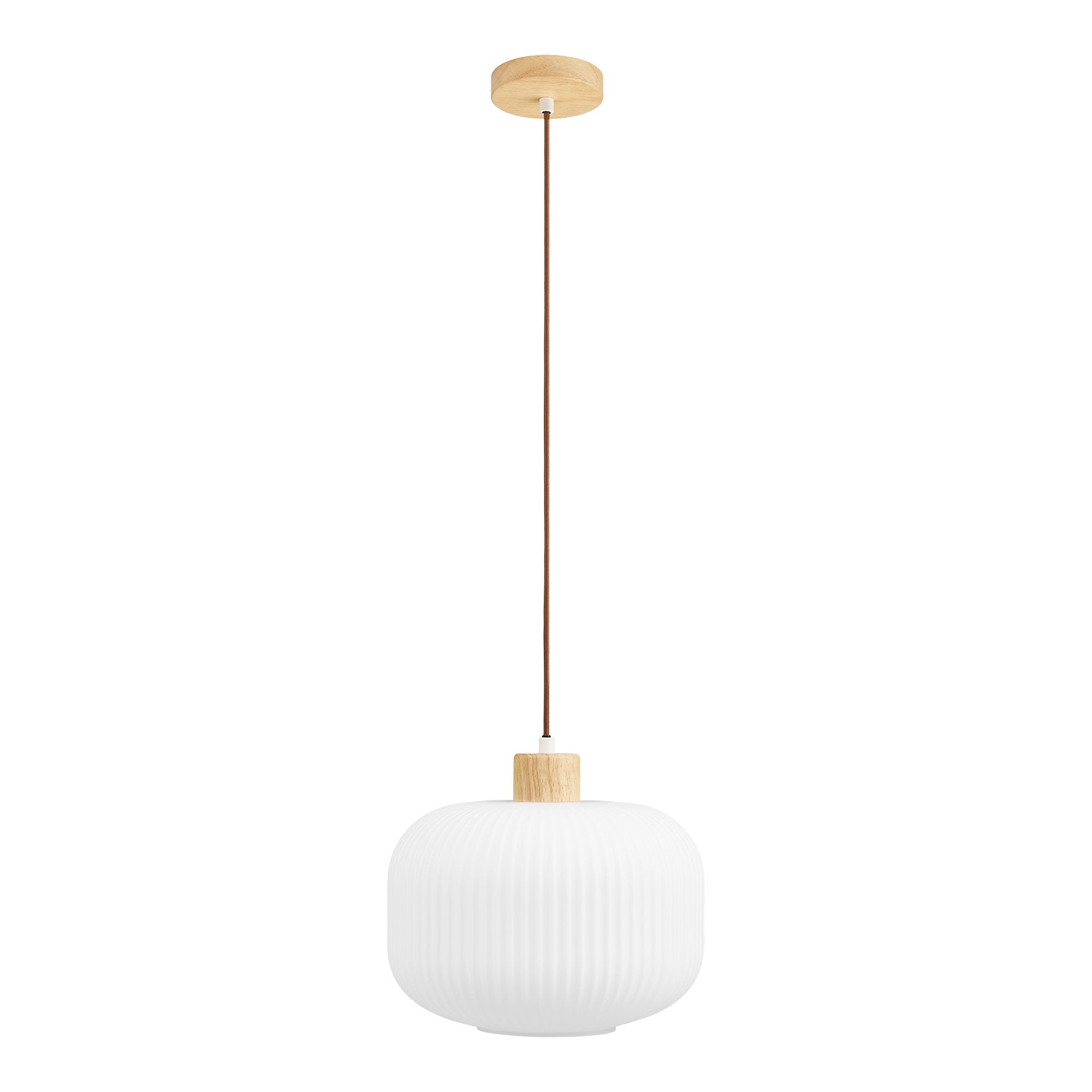 Argalo Pendant - Hanglamp, glas/hout, wit ø30 cm