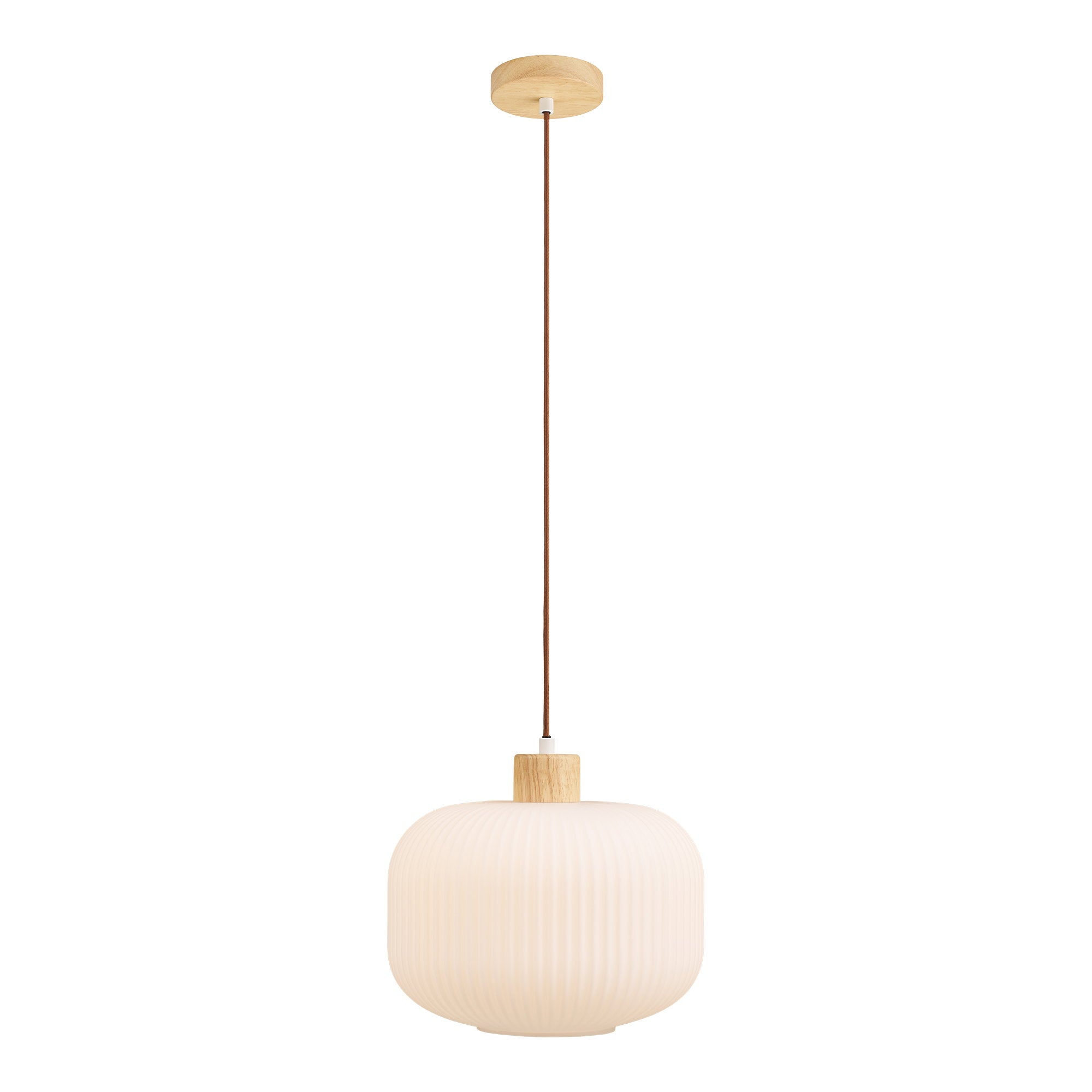 Argalo Pendant - Hanglamp, glas/hout, wit ø30 cm