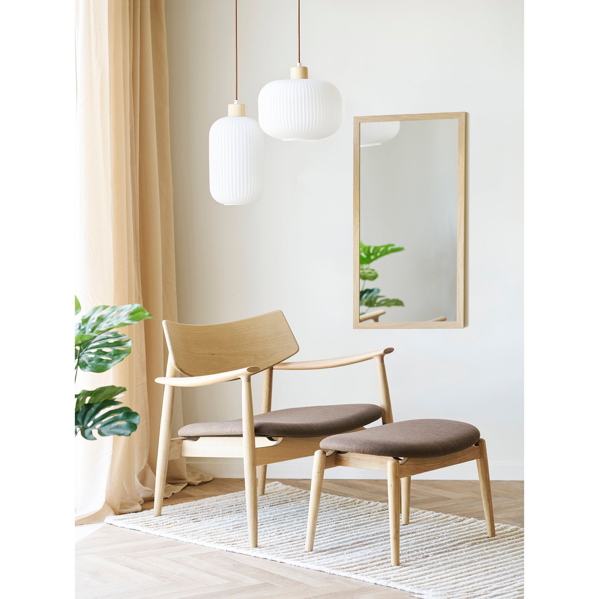 Argalo Pendant - Hanglamp, glas/hout, wit ø30 cm