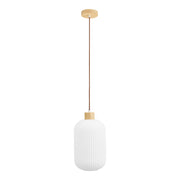 Argalo Pendant - hanglamp, glas/hout, wit ø20 cm