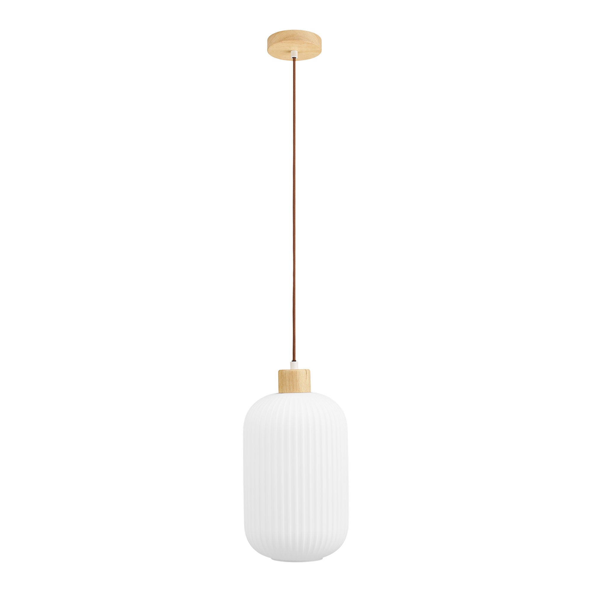 Argalo Pendant - hanglamp, glas/hout, wit ø20 cm