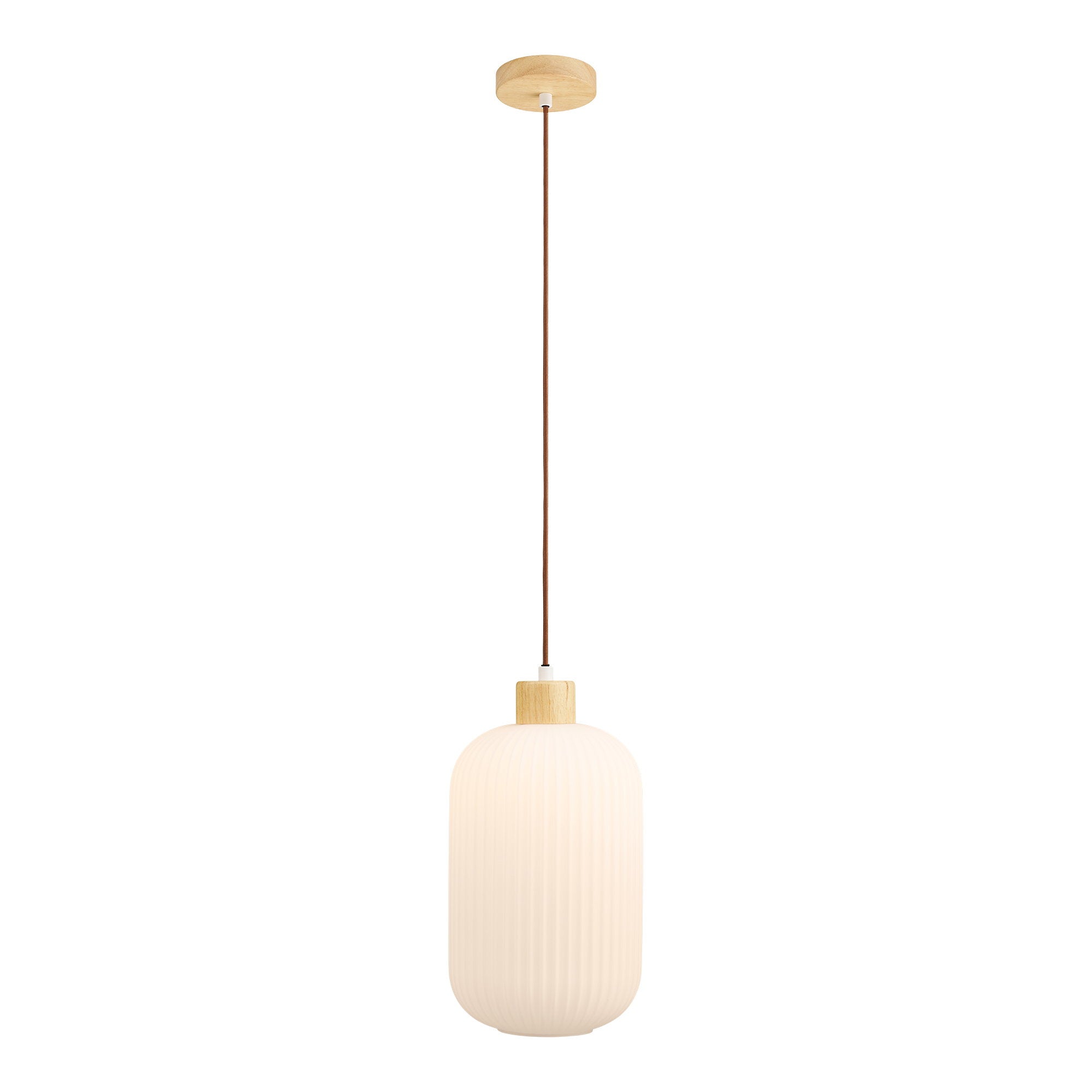 Argalo Pendant - hanglamp, glas/hout, wit ø20 cm
