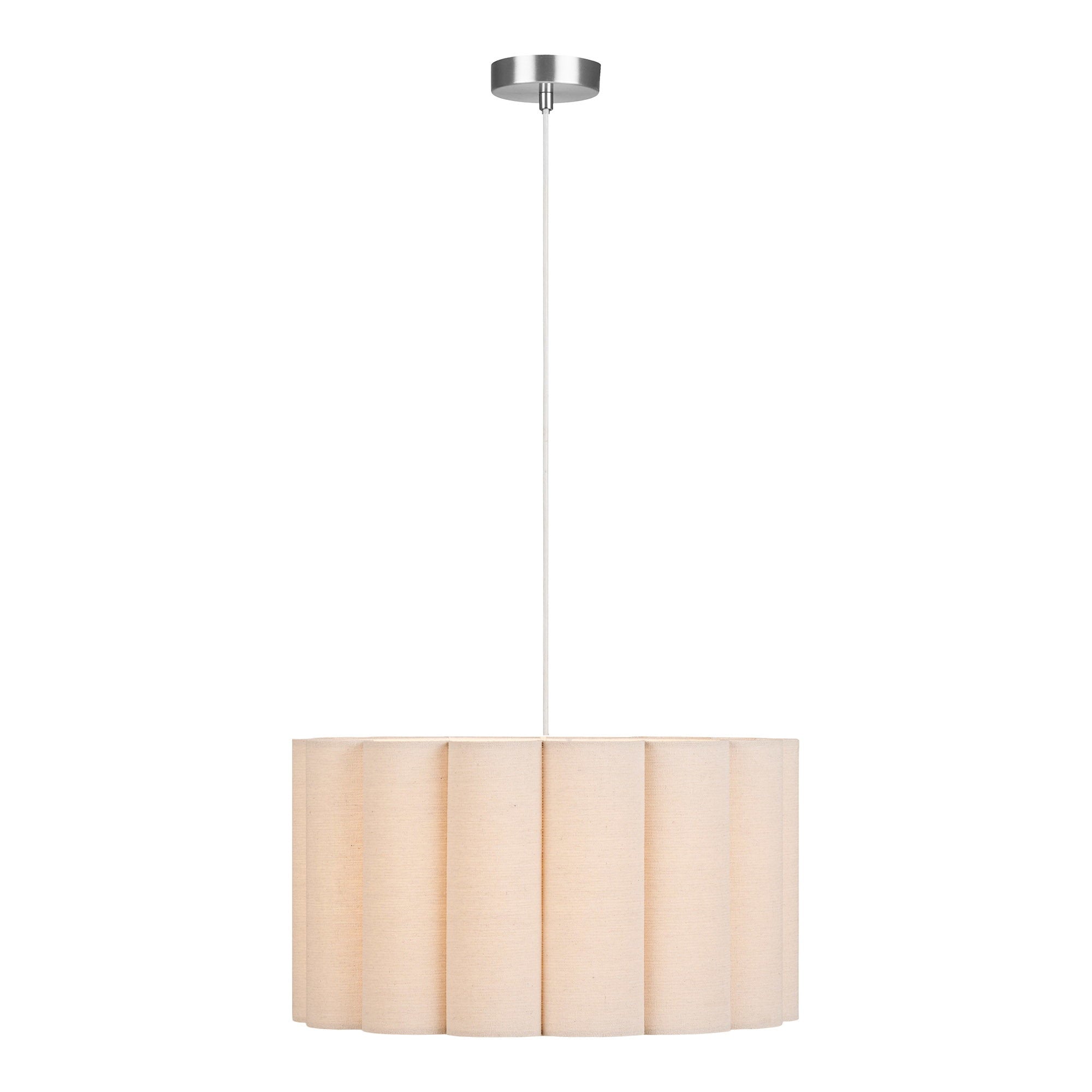 Watton Pendant - hanglamp, staal/linnen, grijs/beige