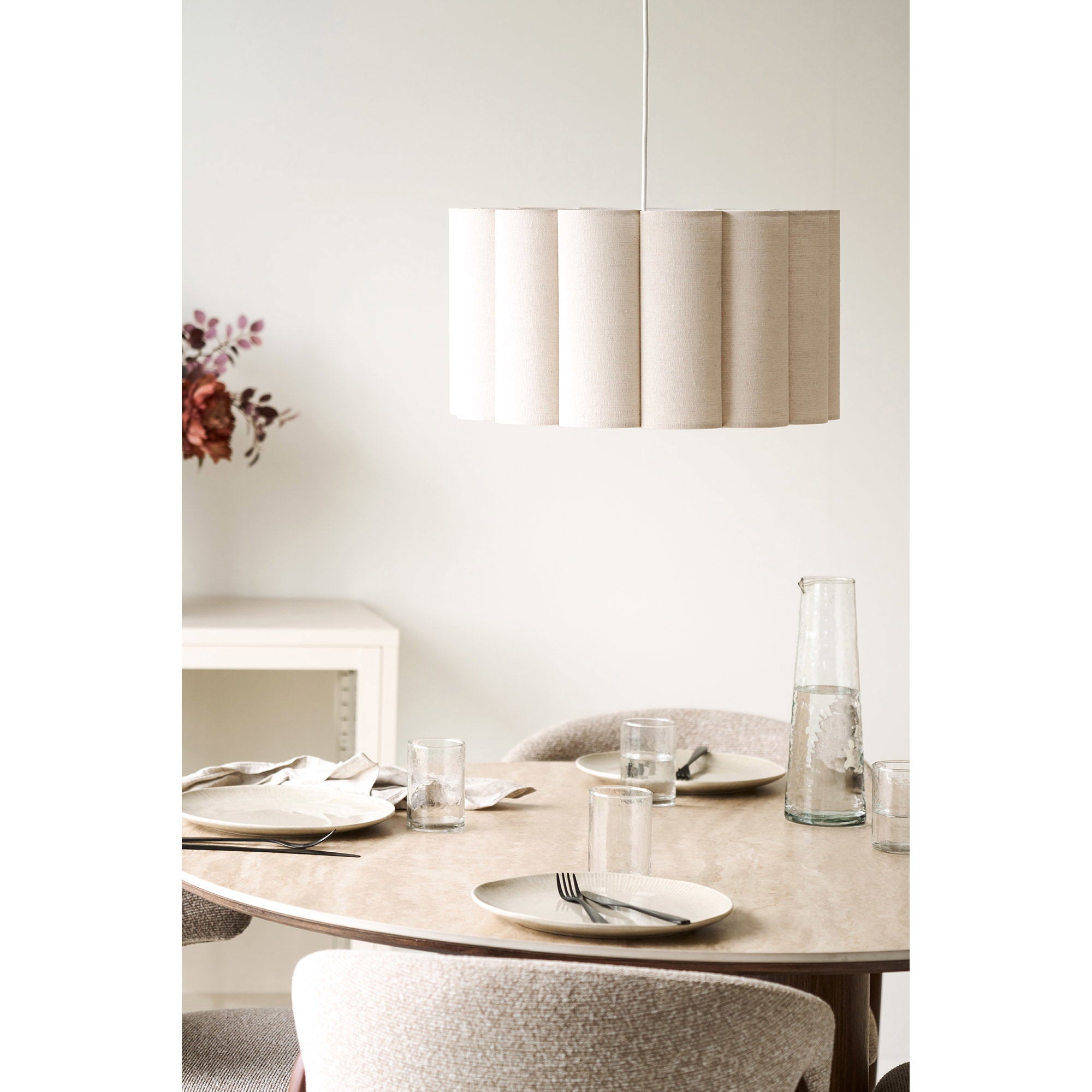 Watton Pendant - hanglamp, staal/linnen, grijs/beige