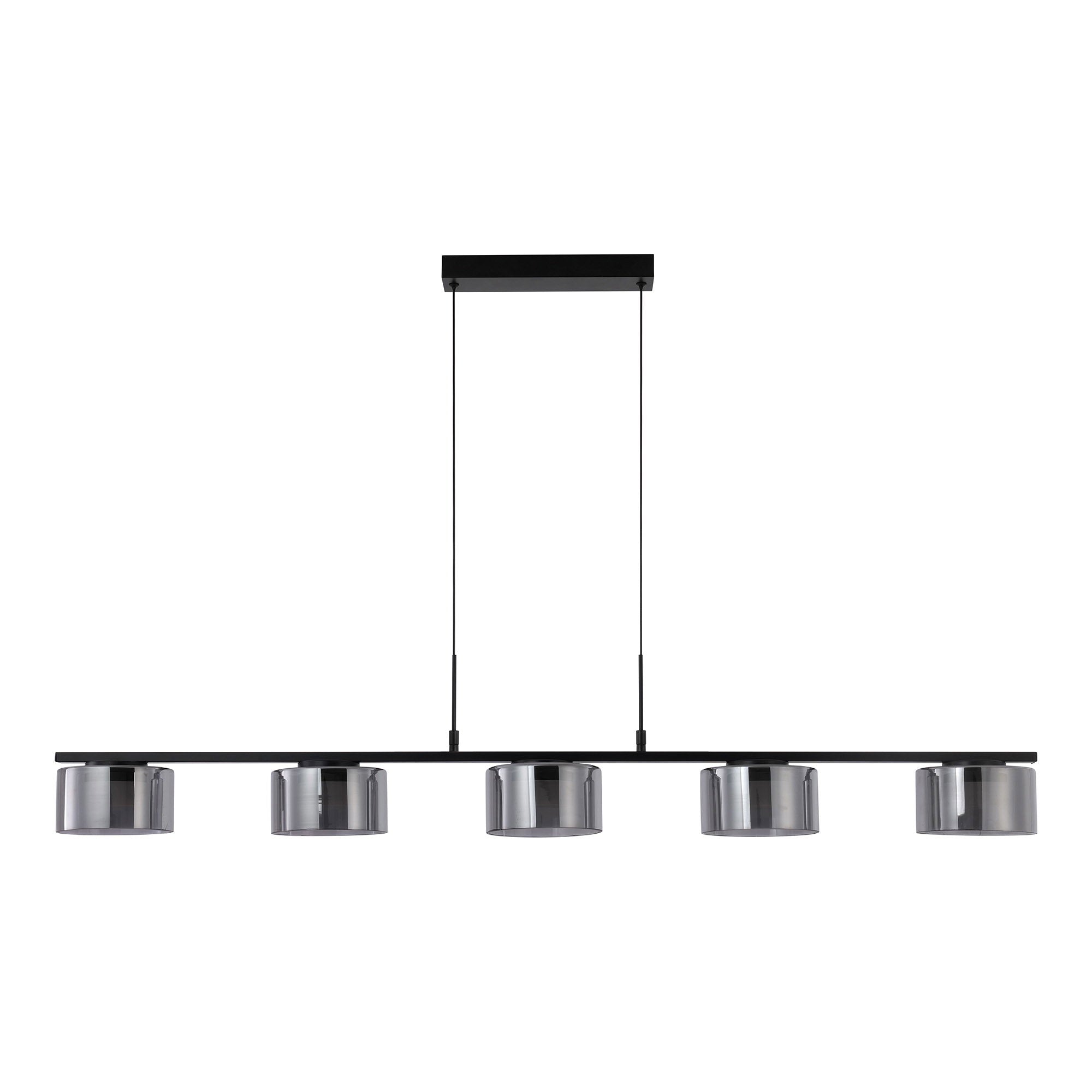 Cholet Hanglamp - Hanglamp met 5 LED, staal/glas, zwart/helder
