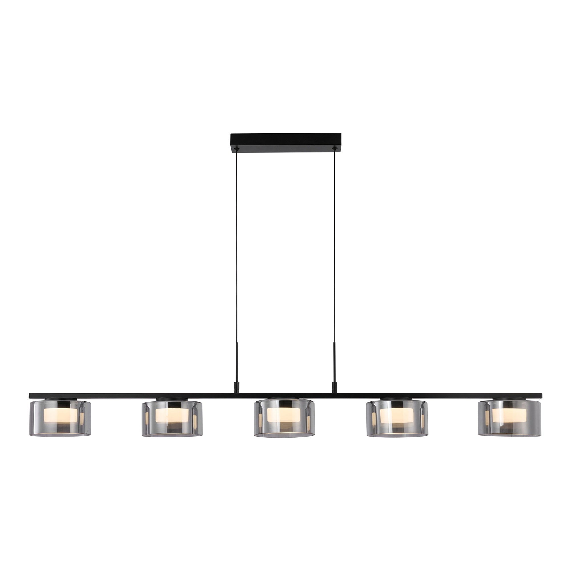 Cholet Hanglamp - Hanglamp met 5 LED, staal/glas, zwart/helder