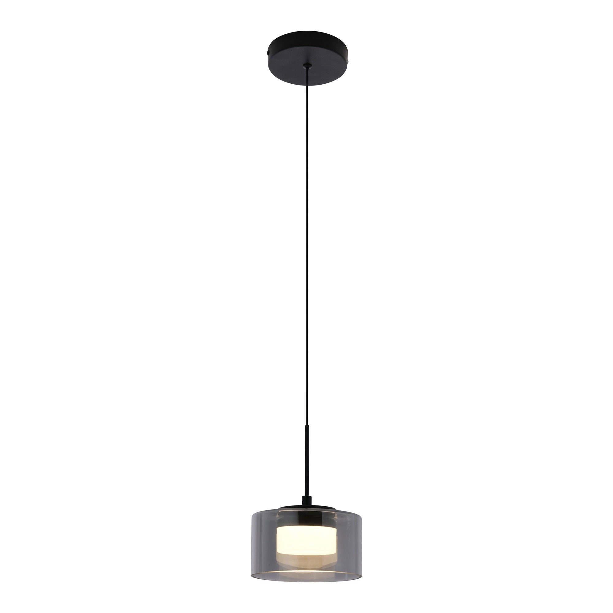 Cholet Hanglamp - Pendel LED, staal/glas, zwart/helder