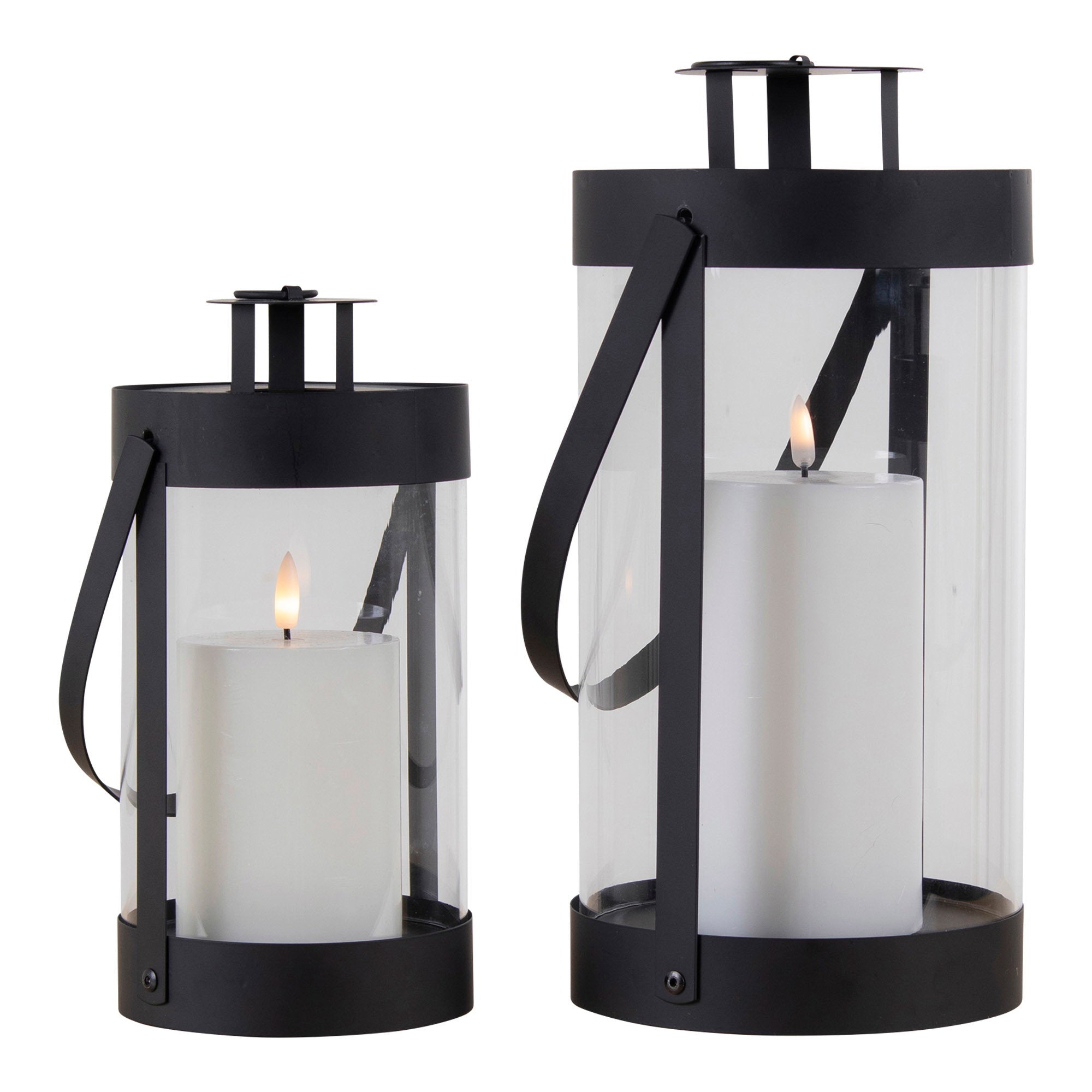 Bondi Lanterns - lantaarns, staal/glas, zwart, set van 2