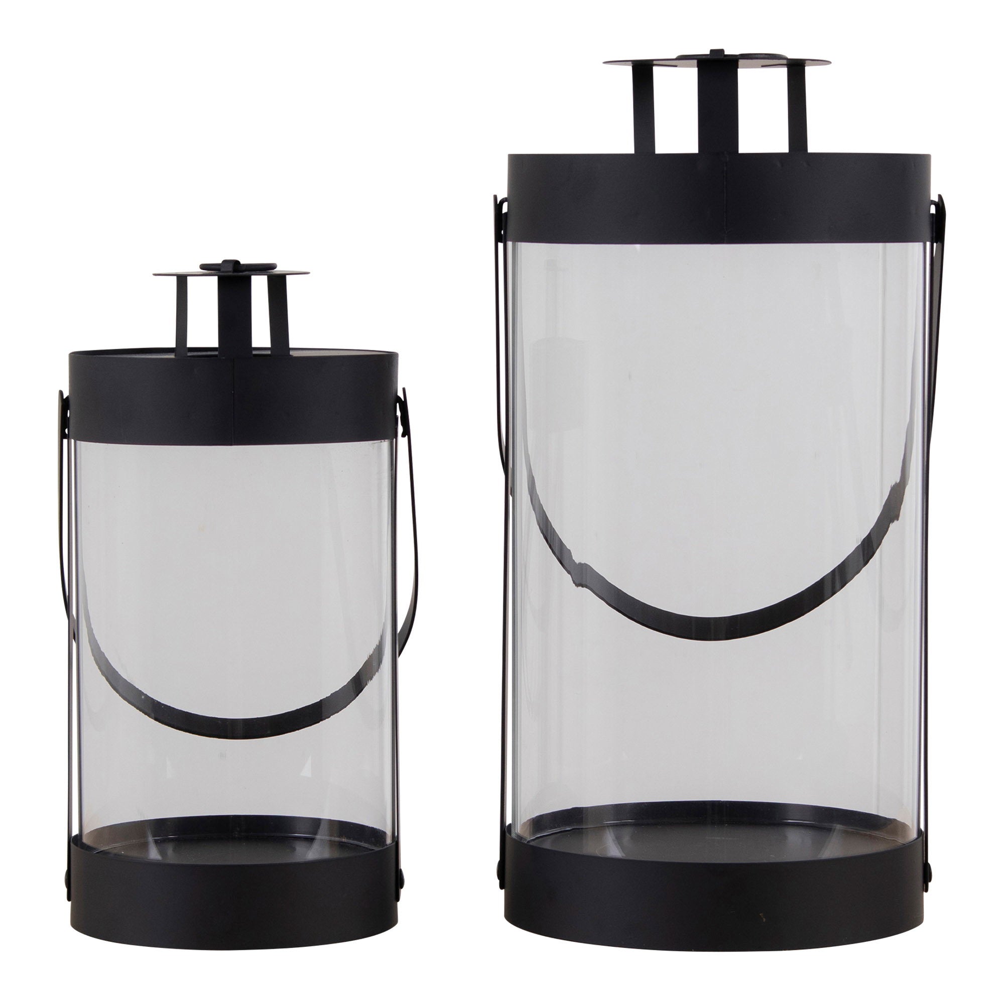 Bondi Lanterns - lantaarns, staal/glas, zwart, set van 2
