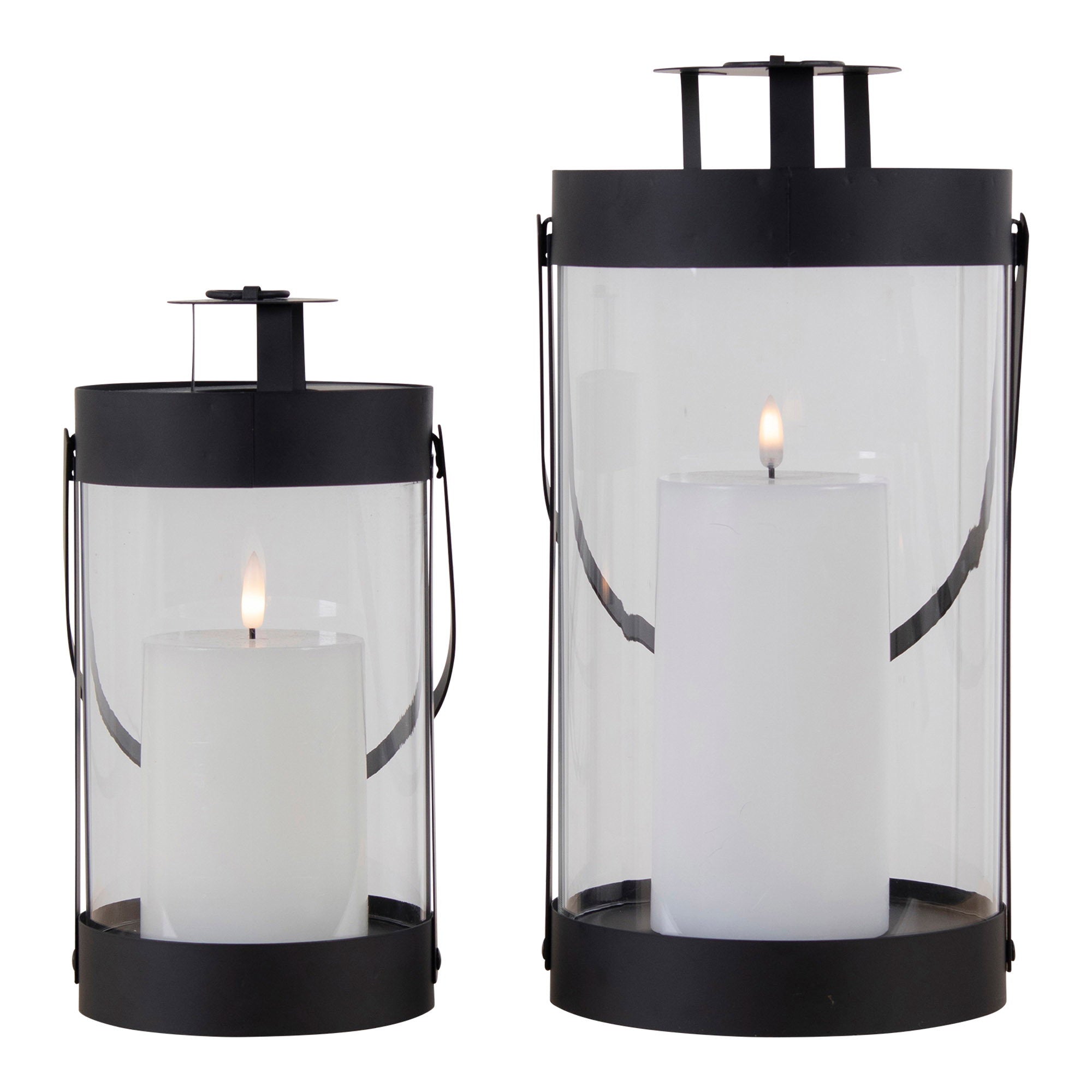 Bondi Lanterns - lantaarns, staal/glas, zwart, set van 2