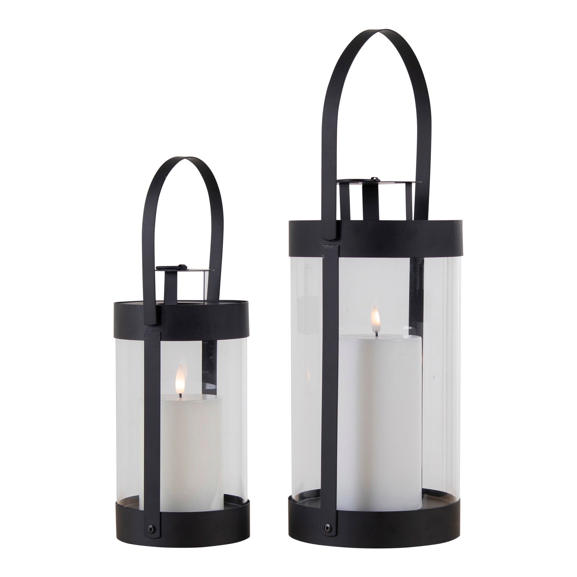 Bondi Lanterns - lantaarns, staal/glas, zwart, set van 2