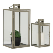 Corfu-lantaarns - lantaarns, metaal/glas, groen, set van 2