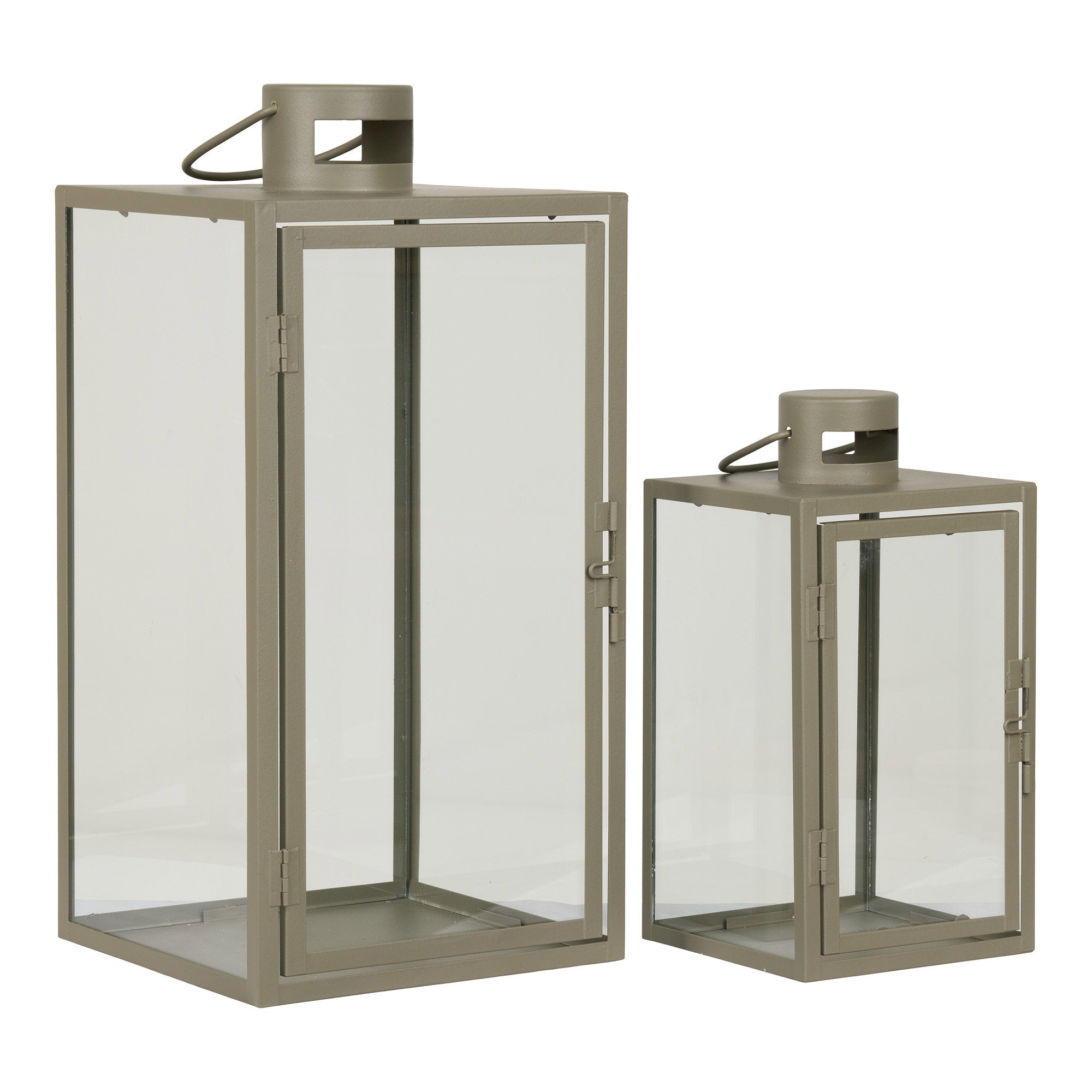 Corfu-lantaarns - lantaarns, metaal/glas, groen, set van 2