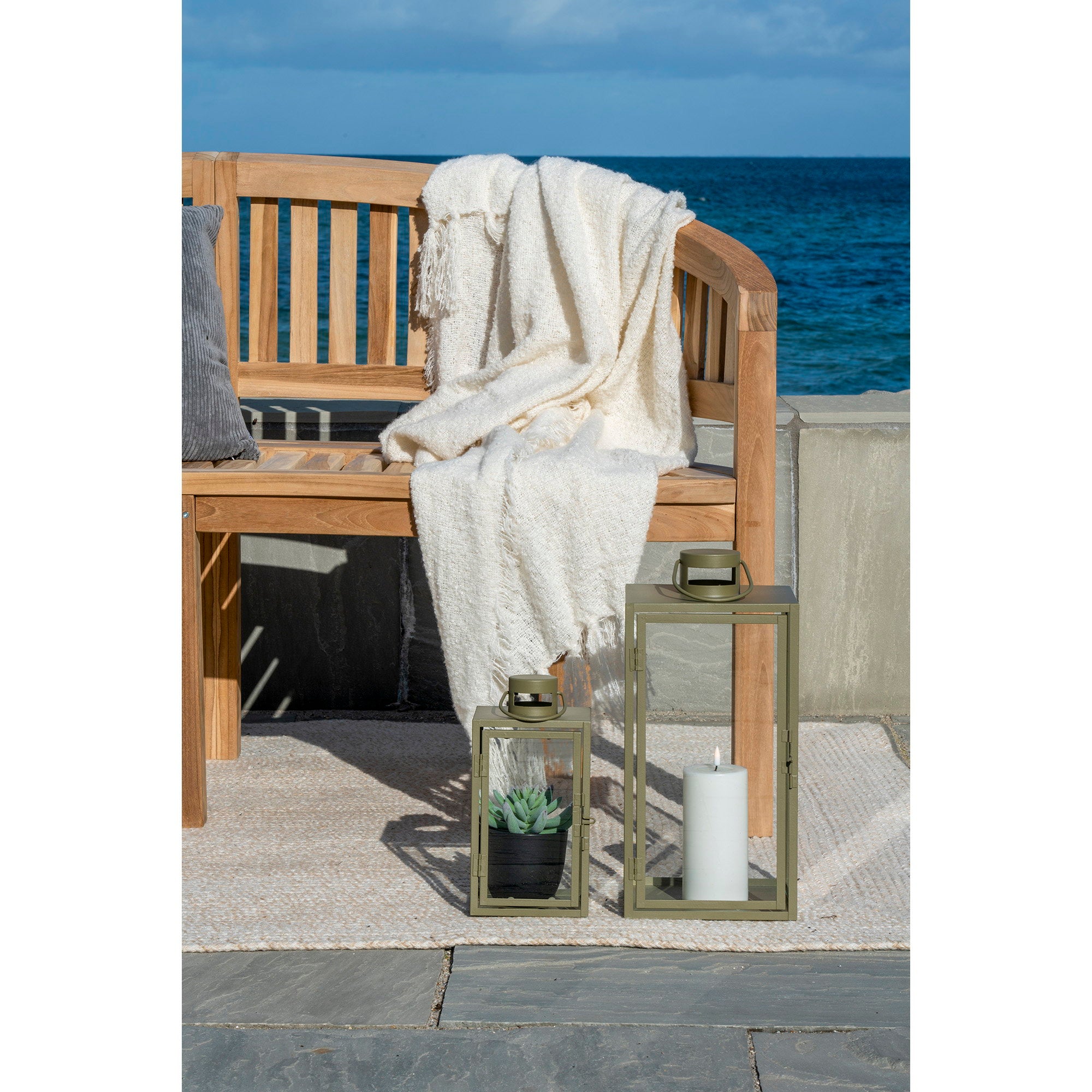 Corfu-lantaarns - lantaarns, metaal/glas, groen, set van 2
