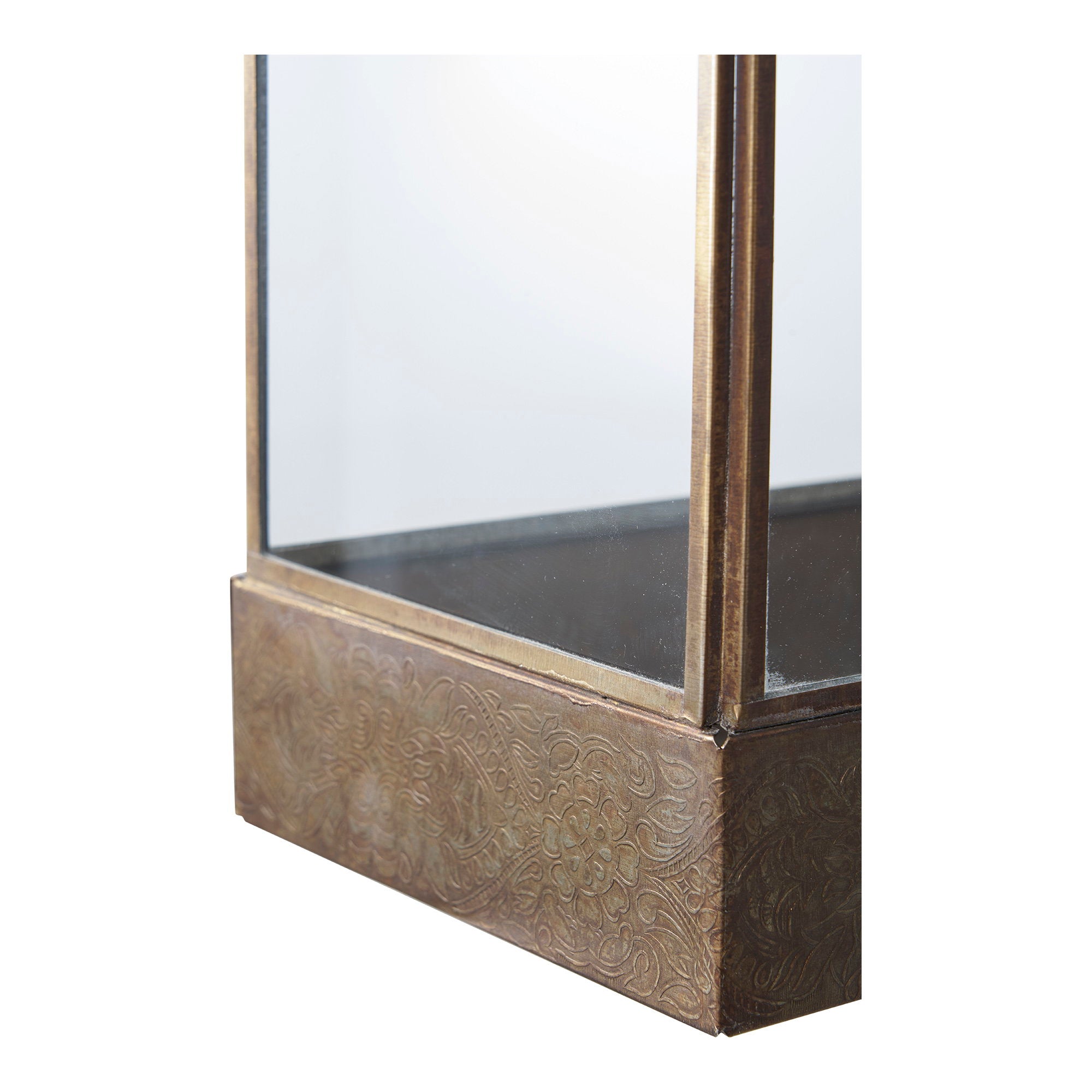 Manali Lantaarn - Lantaarn, metaal/glas, antieke messing-look
