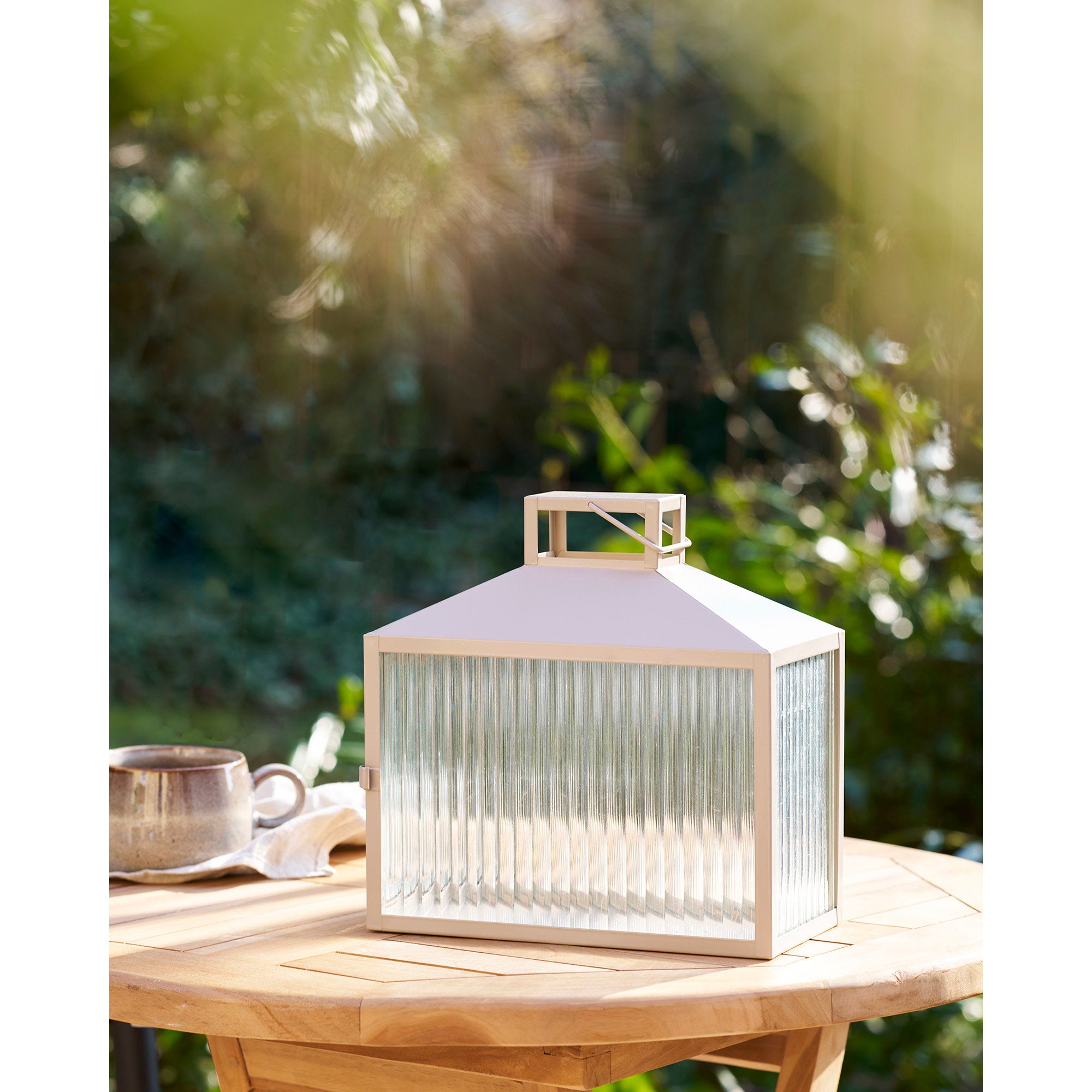 Lucca Lantern - lantaarn, metaal/glas, beige/grijs