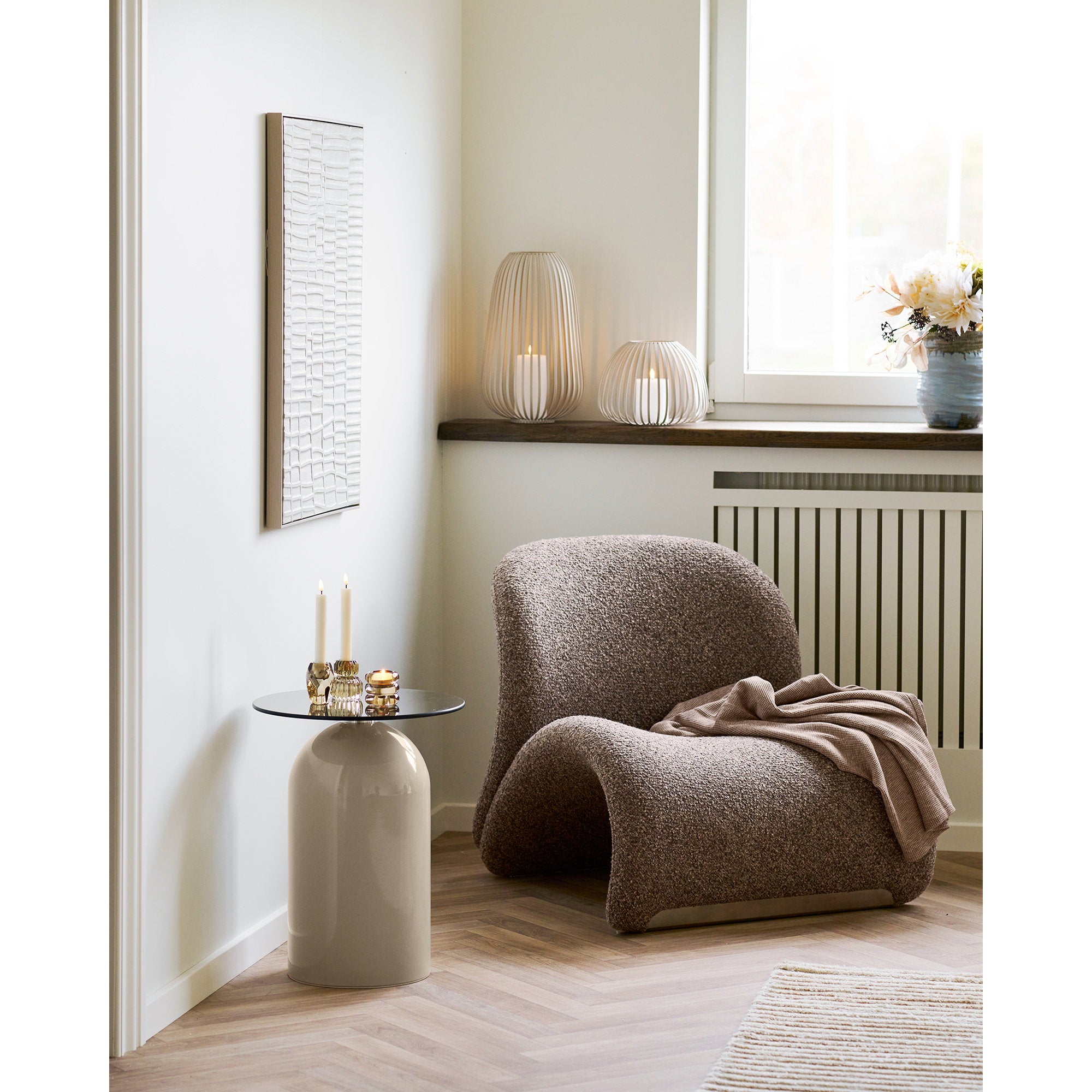 Stoense Lantaarn - Lantaarn, metaal, beige ø24,5x40 cm