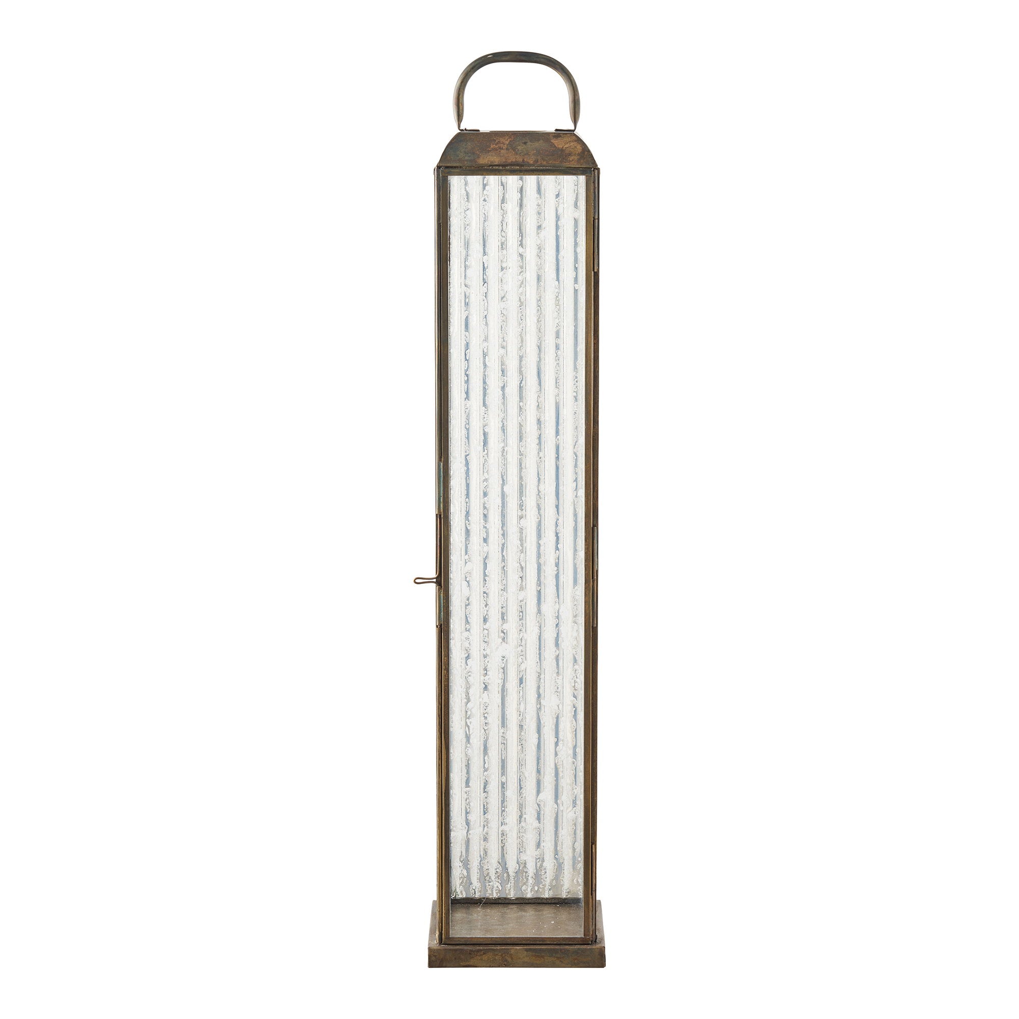 Herslev Lantaarn - Lantaarn, glas/metaal, antiek messinglook 12x12x60 cm