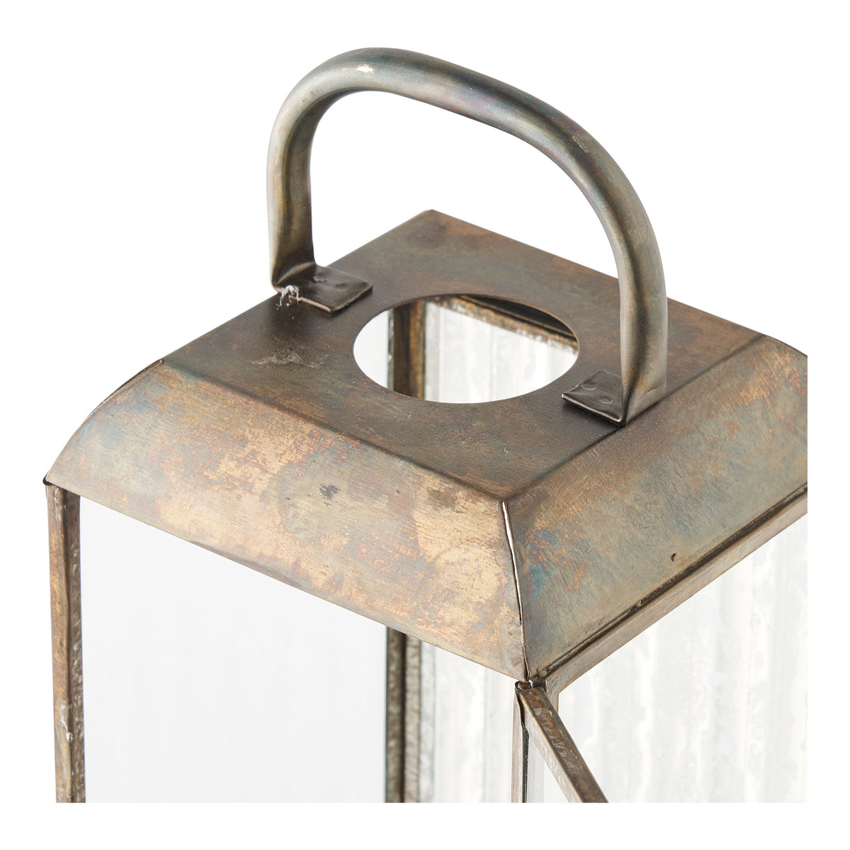 Herslev Lantaarn - Lantaarn, glas/metaal, antiek messinglook 12x12x60 cm