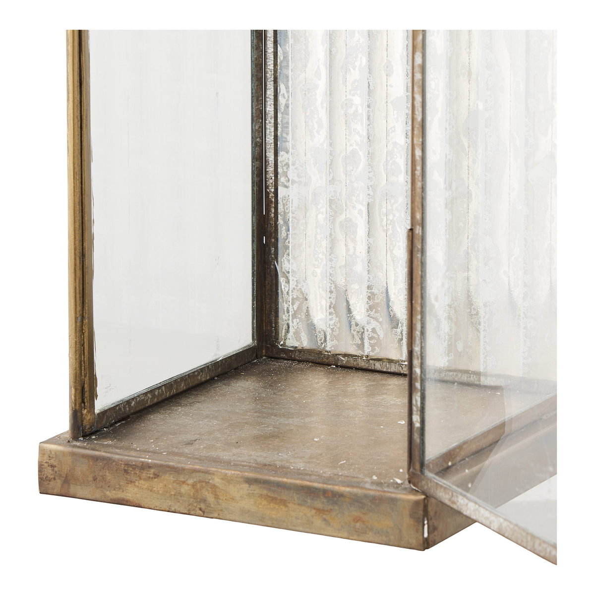 Herslev Lantaarn - Lantaarn, glas/metaal, antiek messinglook 12x12x60 cm