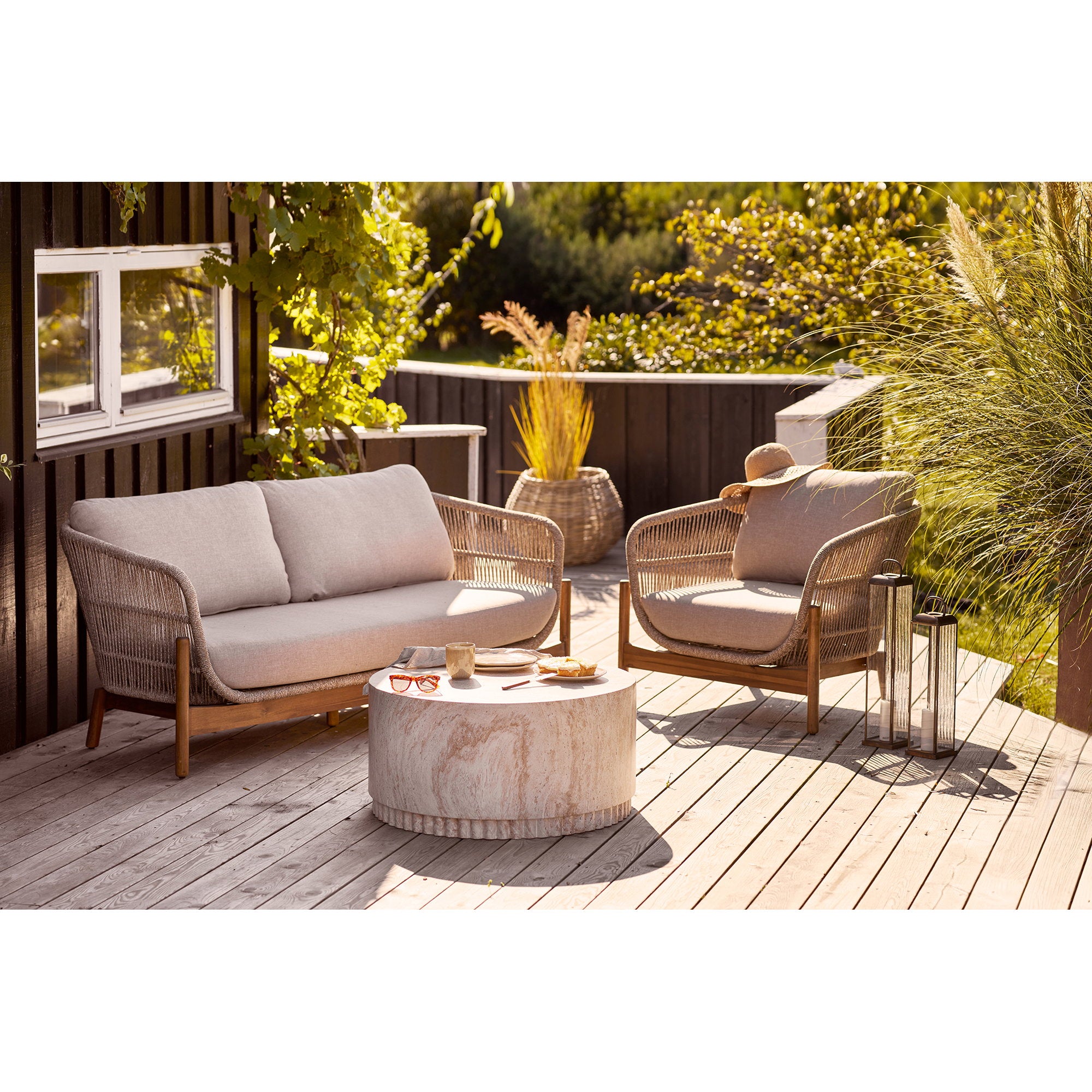 Herslev Lantaarn - Lantaarn, glas/metaal, antiek messinglook 12x12x60 cm