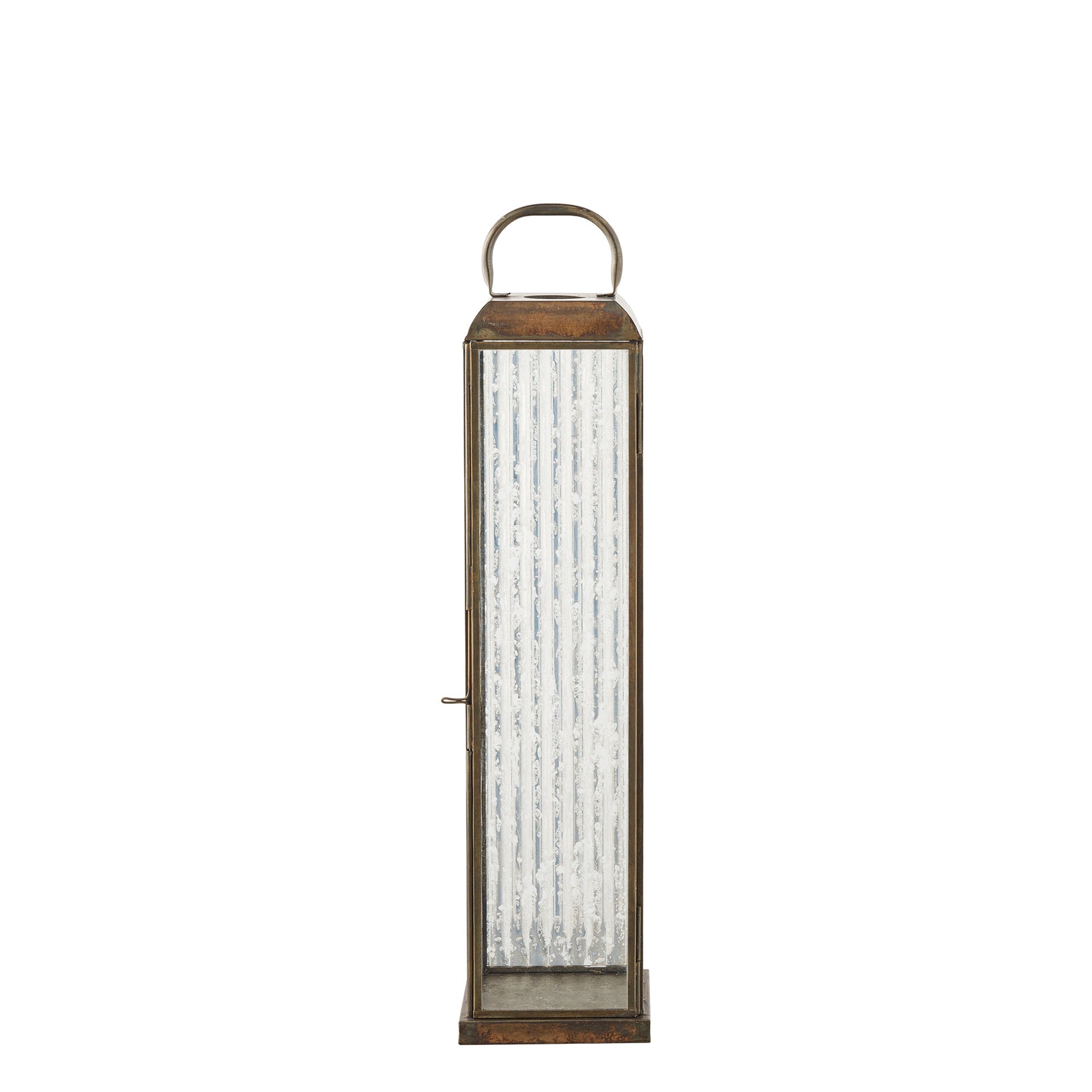 Herslev Lantaarn - Lantaarn, glas/metaal, antiek messinglook 12x12x49 cm