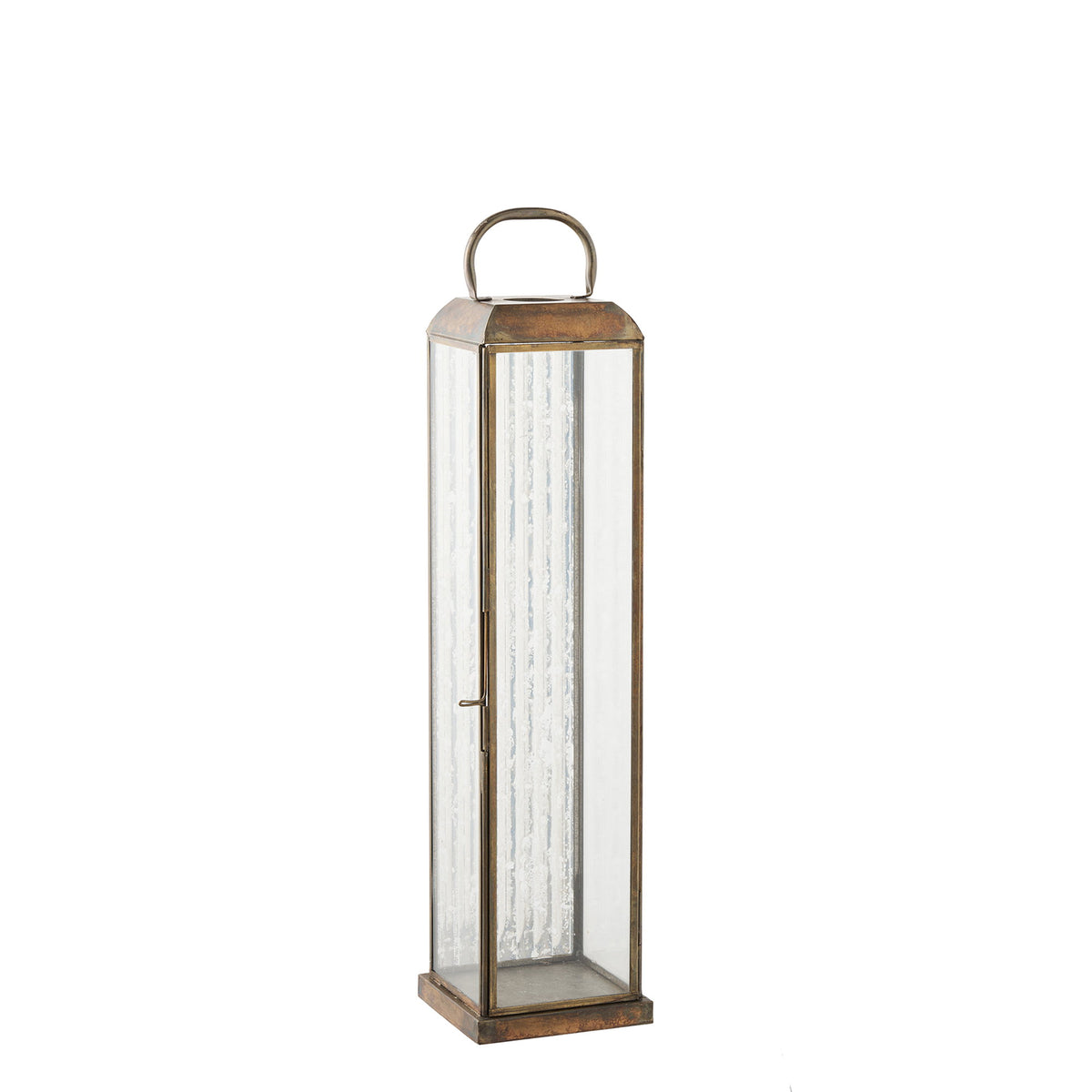 Herslev Lantaarn - Lantaarn, glas/metaal, antiek messinglook 12x12x49 cm
