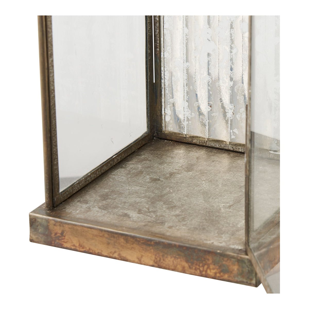 Herslev Lantaarn - Lantaarn, glas/metaal, antiek messinglook 12x12x49 cm