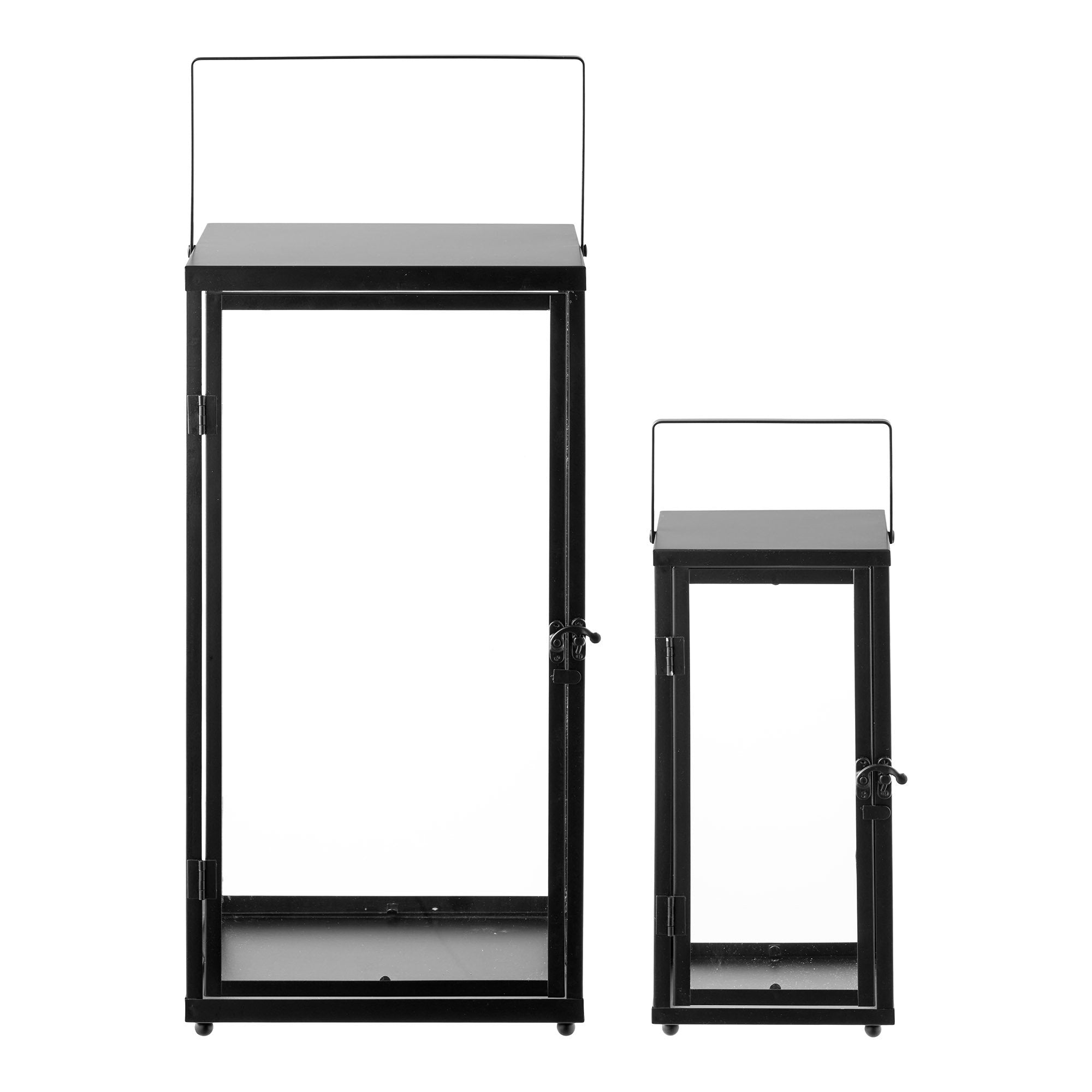 Ibra Lanterns - lantaarns, metaal/glas, zwart, set van 2