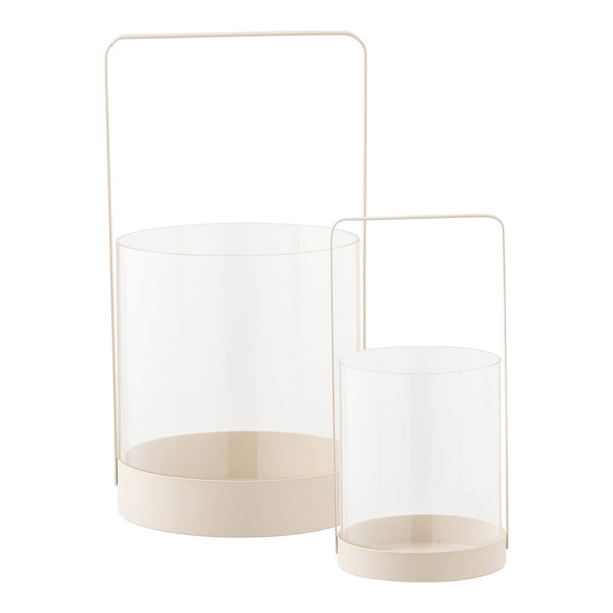 Windlicht - windlicht, glas/metaal, beige, set van 2