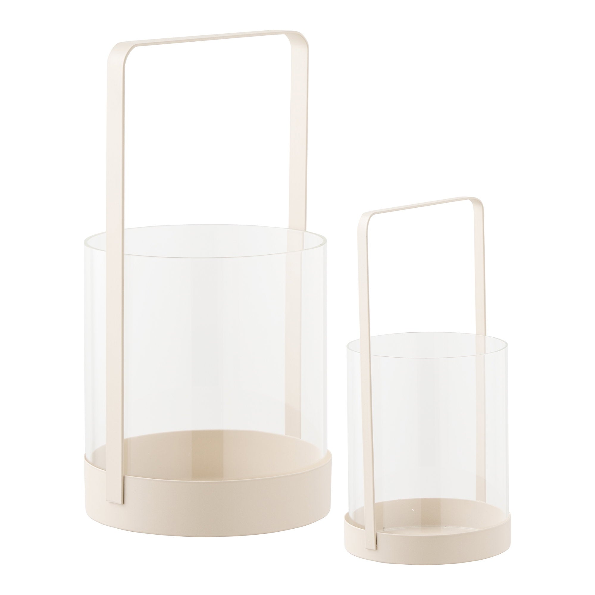 Windlicht - windlicht, glas/metaal, beige, set van 2