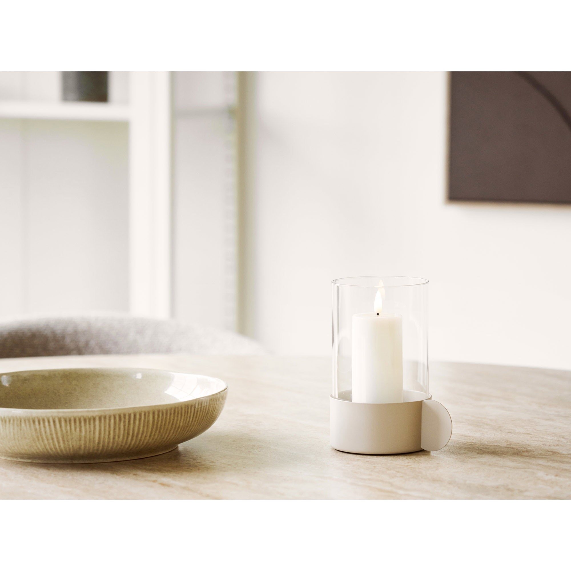 Hurricane windlicht - Hurricane windlicht, glas/metaal, beige, 10x13,5x16,5 cm