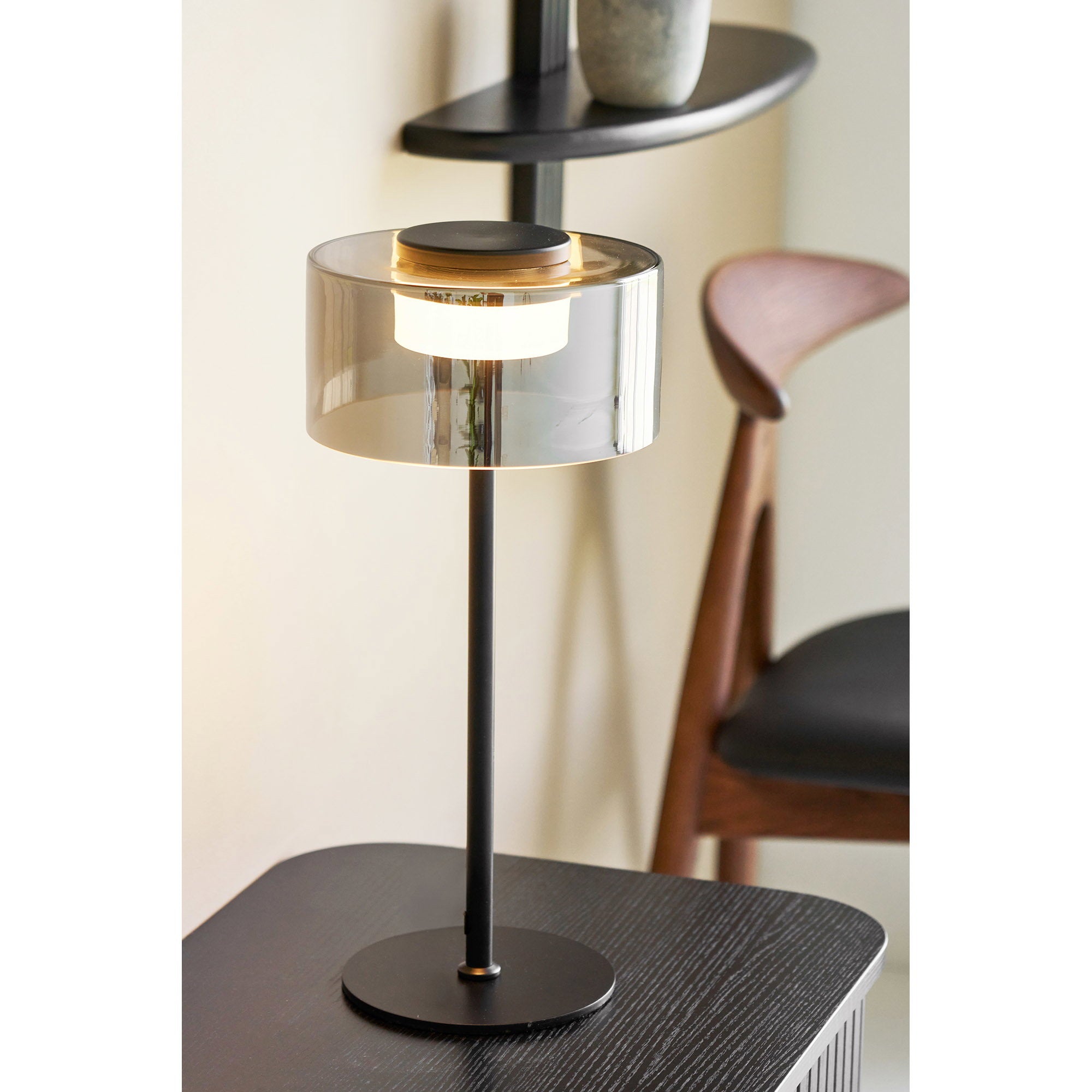 Cholet Tafellamp - LED-tafellamp, staal/glas, zwart/helder