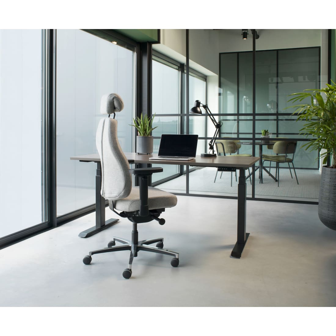 Sit And Move Therapod X met hoofdsteun, lichtgrijs - bureaustoel wolvilt Fenice