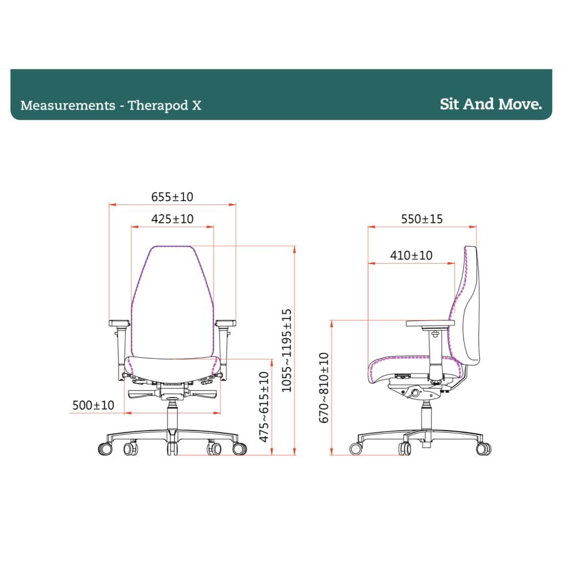 Sit And Move Therapod X Standaard - Zwarte leren bureaustoel
