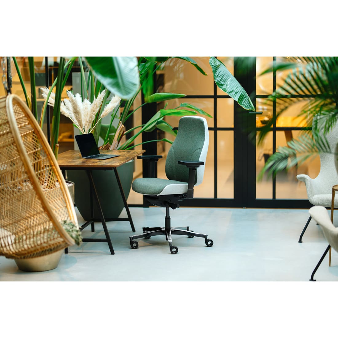 Sit And Move Therapod X2 Olijf - Bureaustoel Facet Wol Olijf/Asgrijs