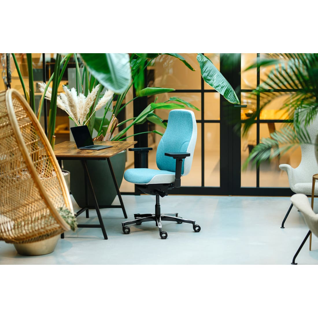 Zit en Beweeg Therapod X2 Azuur - Bureaustoel Facet Wol Azuur/Asgrijs