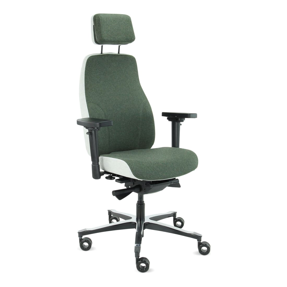 Sit And Move Therapod X2 HR Hoofdsteun Olijfgroen - Bureaustoel Facet Wol Olijfgroen/Asgrijs