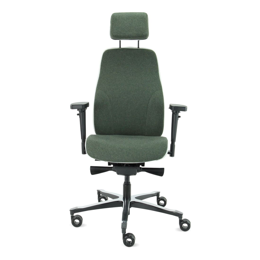 Sit And Move Therapod X2 HR Hoofdsteun Olijfgroen - Bureaustoel Facet Wol Olijfgroen/Asgrijs