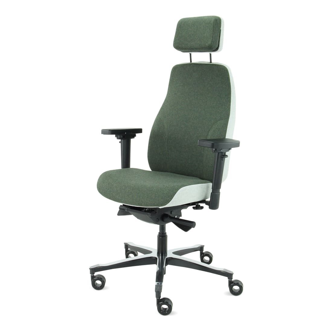 Sit And Move Therapod X2 HR Hoofdsteun Olijfgroen - Bureaustoel Facet Wol Olijfgroen/Asgrijs