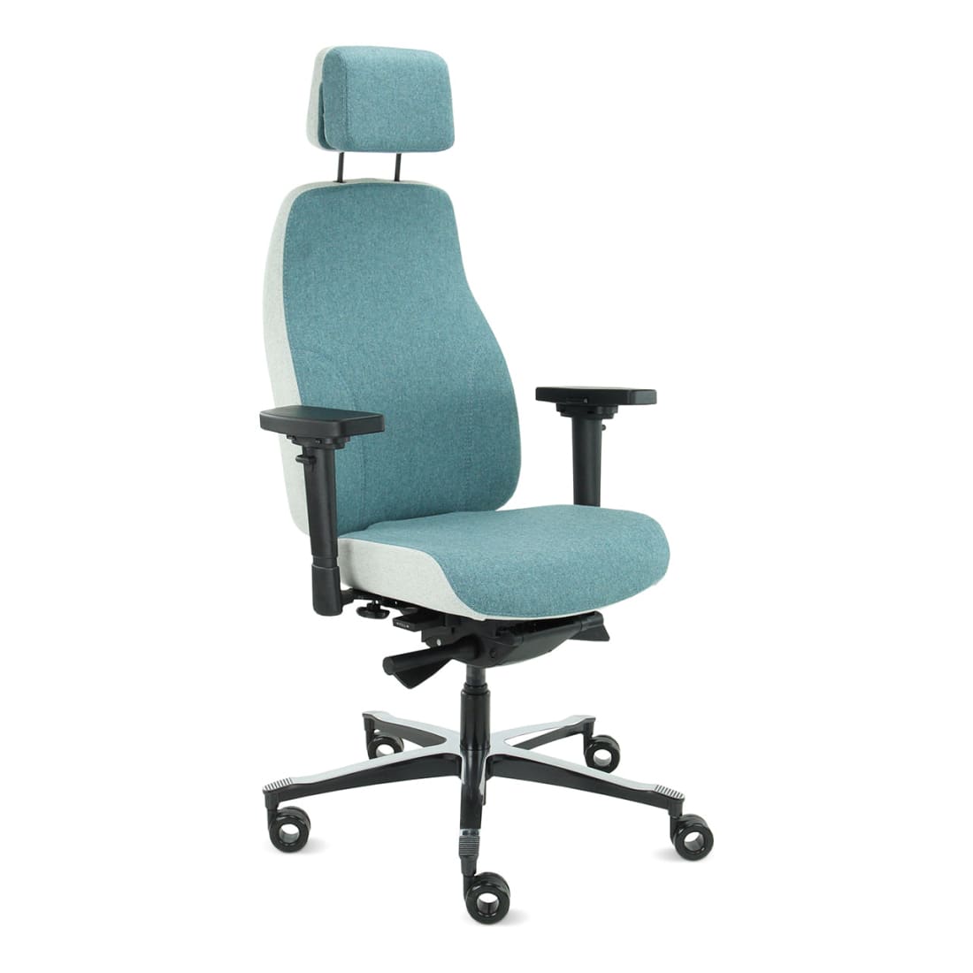 Sit And Move Therapod X2 HR Hoofdsteun Azuur - Bureaustoel Facet Wol Azuur/Asgrijs