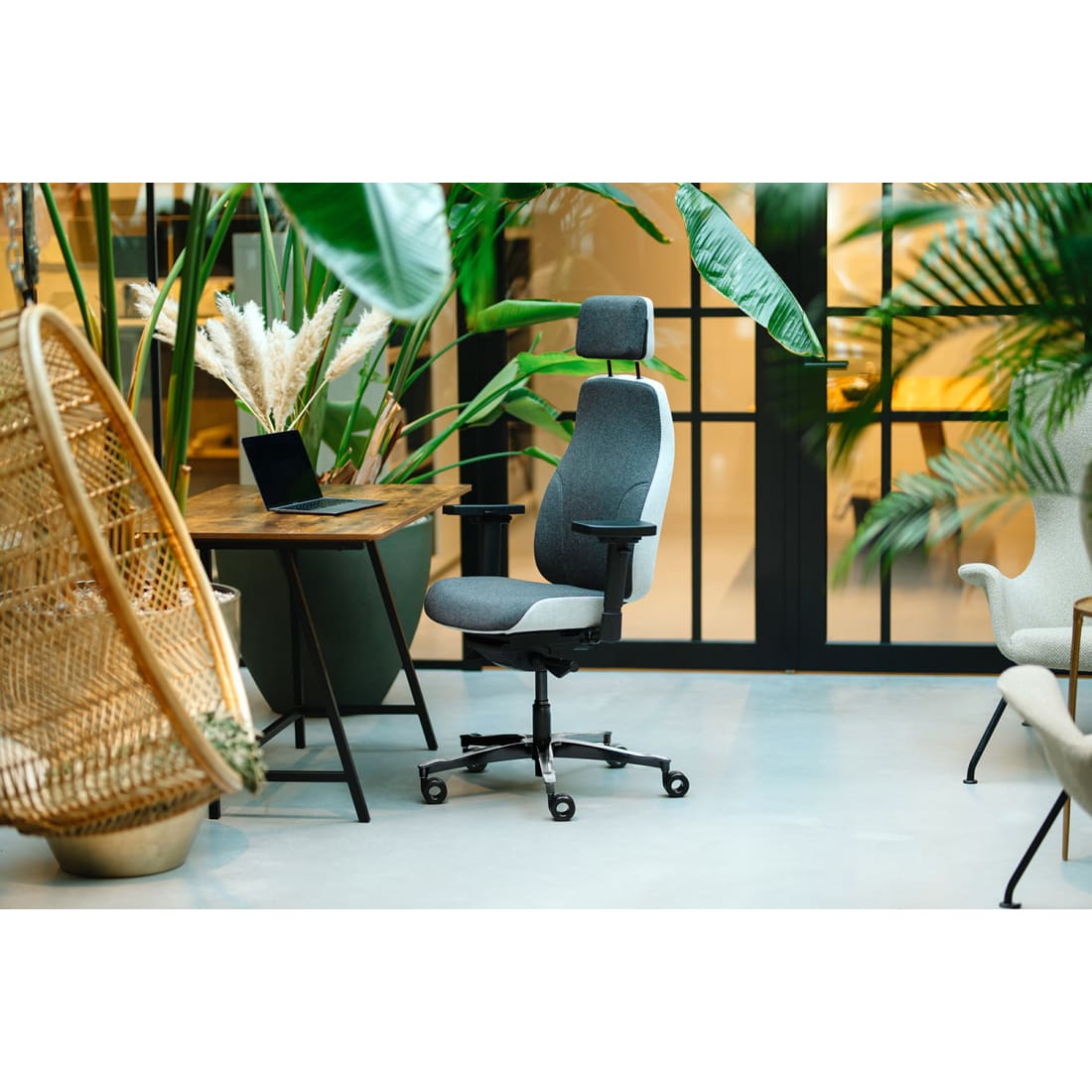 Sit And Move Therapod X2 HR Hoofdsteun Grijs - Bureaustoel Facet Wol Middengrijs/Asgrijs