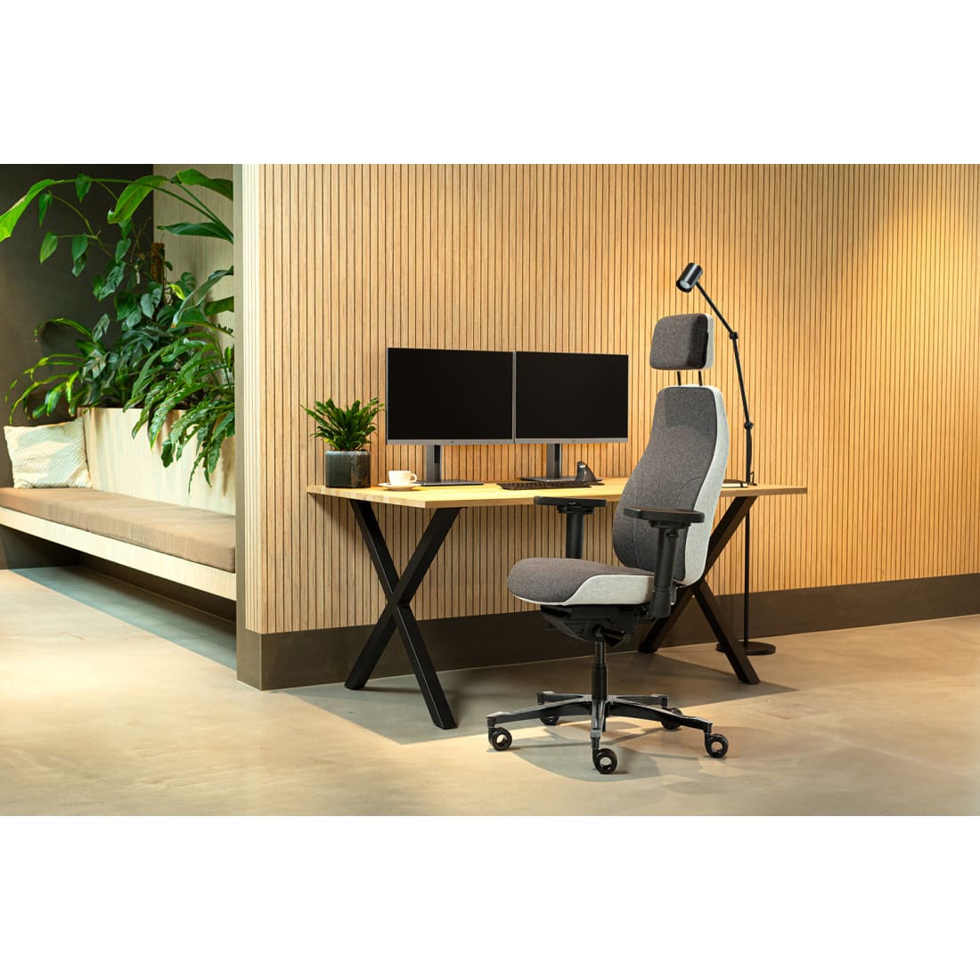 Sit And Move Therapod X2 HR Hoofdsteun Grijs - Bureaustoel Facet Wol Middengrijs/Asgrijs