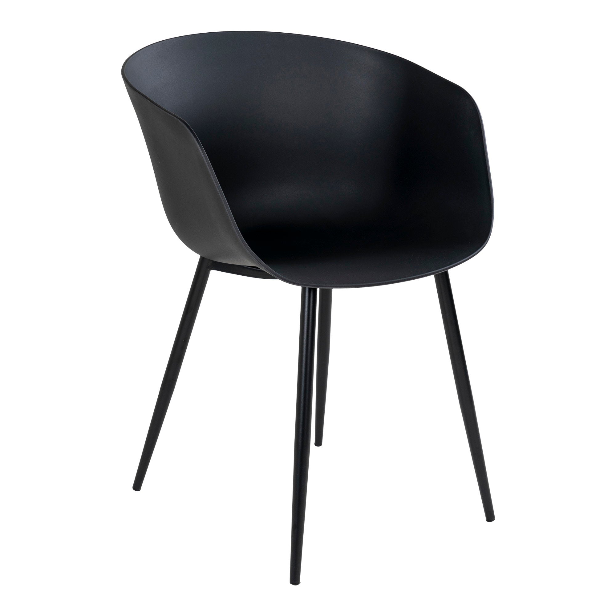Roda Eetkamerstoel - Eetkamerstoel, zwart met zwarte poten (set van 2)