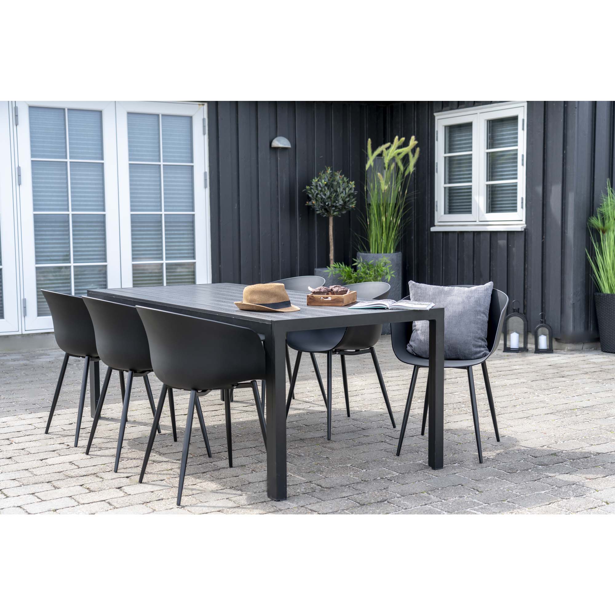 Roda Eetkamerstoel - Eetkamerstoel, zwart met zwarte poten (set van 2)