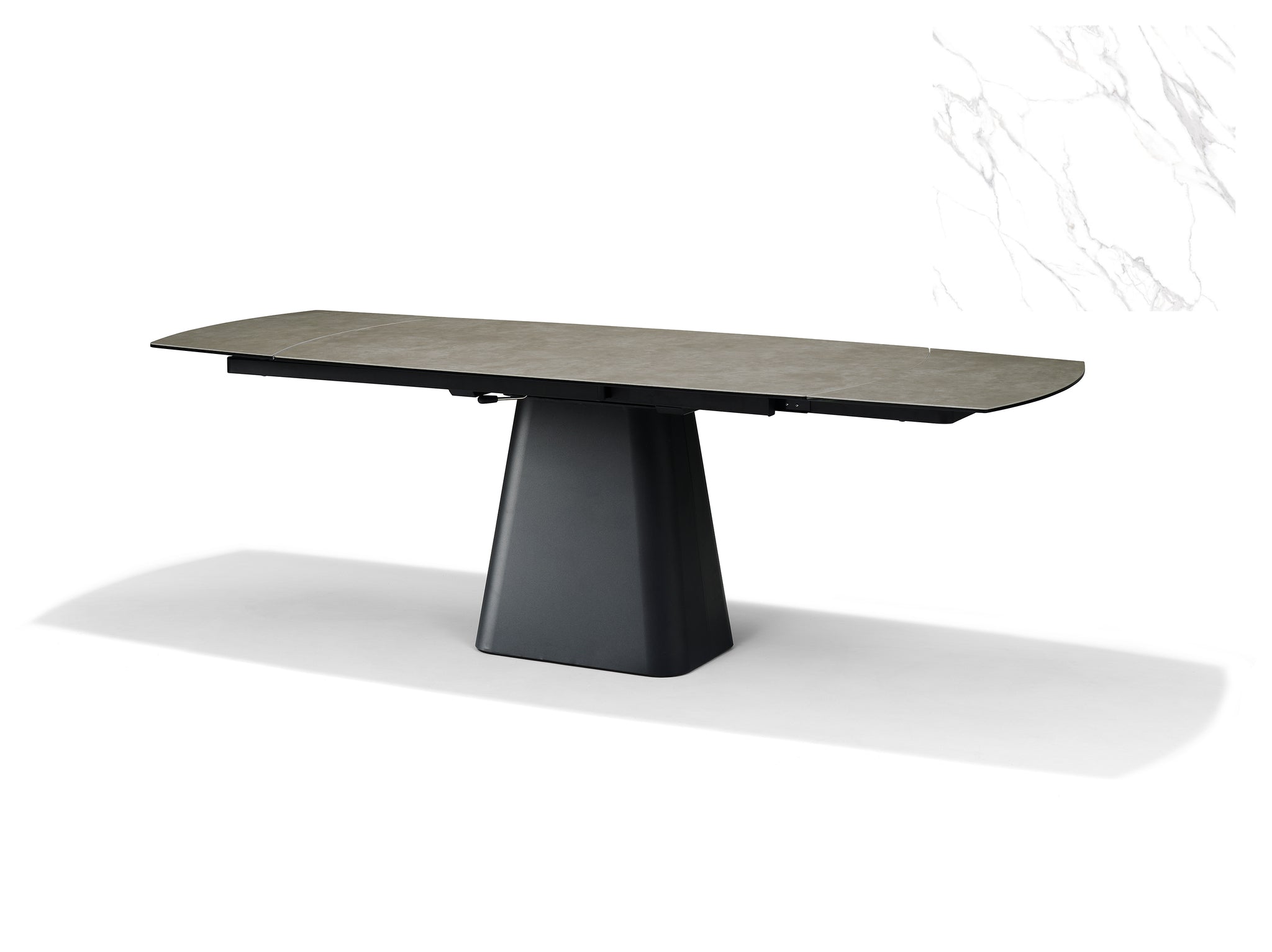 Eettafel Rick uitschuiftafel 160 x 90 (+ 2 x 40 cm) Deckstone wit marmer