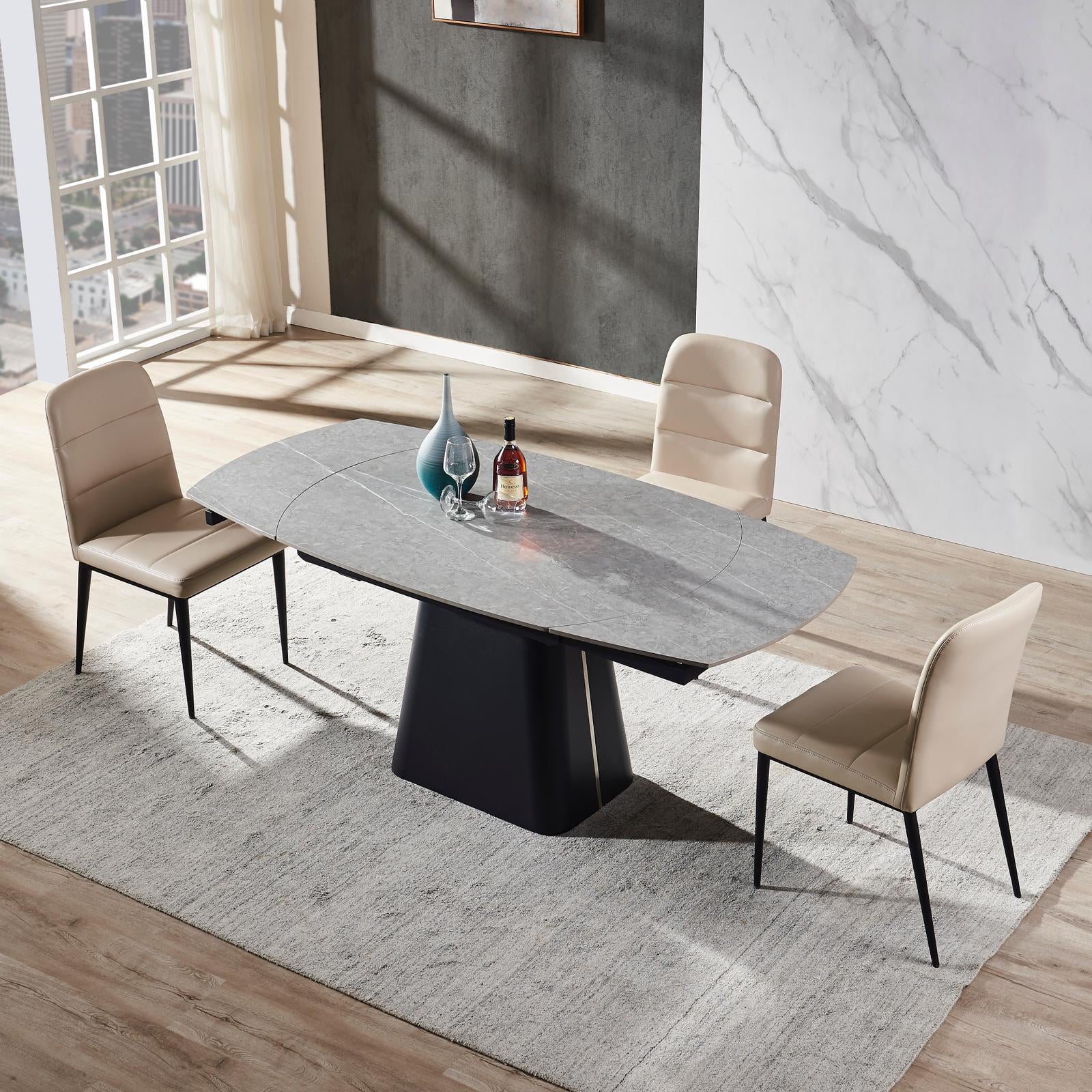 Eettafel Rick uitschuiftafel 160 x 90 (+ 2 x 40 cm) Deckstone wit marmer